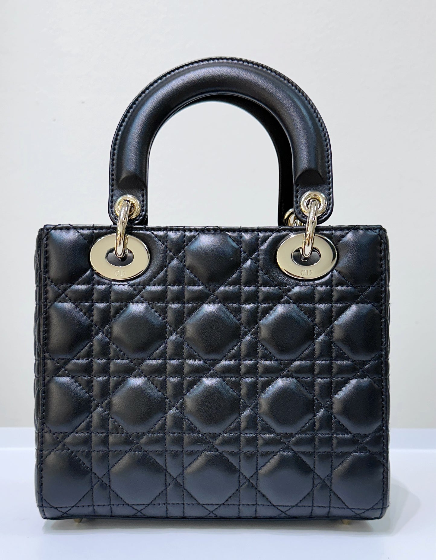 CHRISTIAN DIOR Cannage Lambskin Small My Lady Dior ABC Bag Black GHW