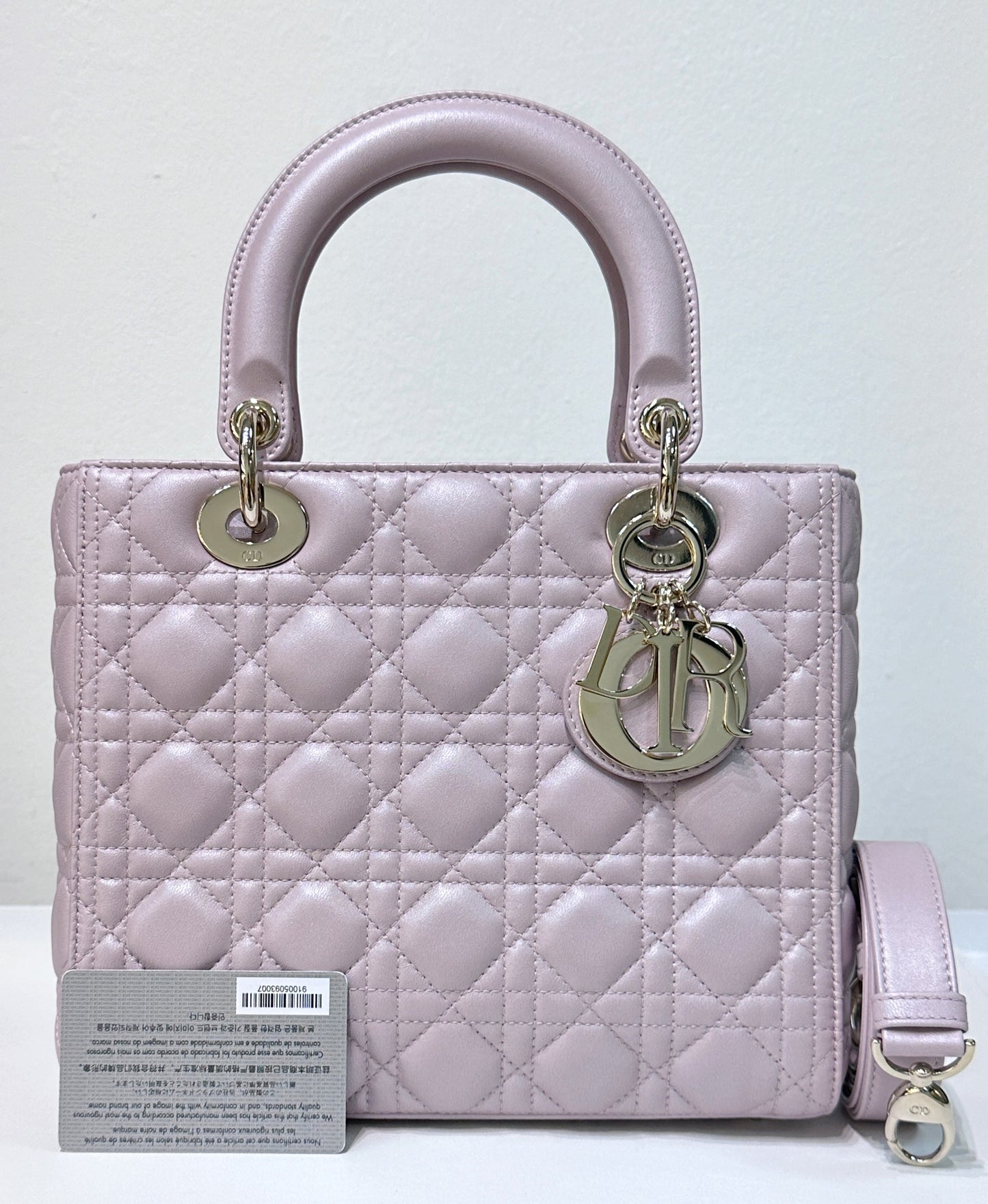 Christian Dior Medium Lambskin Cannage Lady Dior Flap Bag Pink GHW