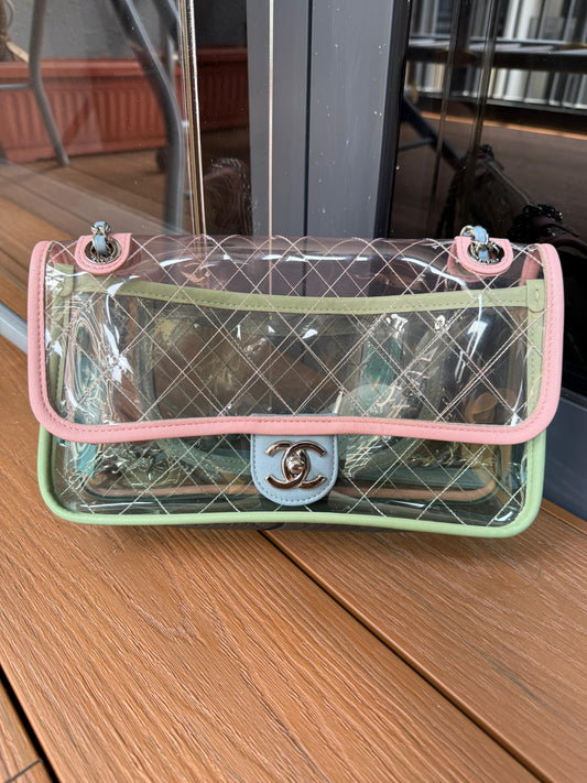 Chanel Coco Splash PVC Medium Flap Bag Pink/Green/Blue