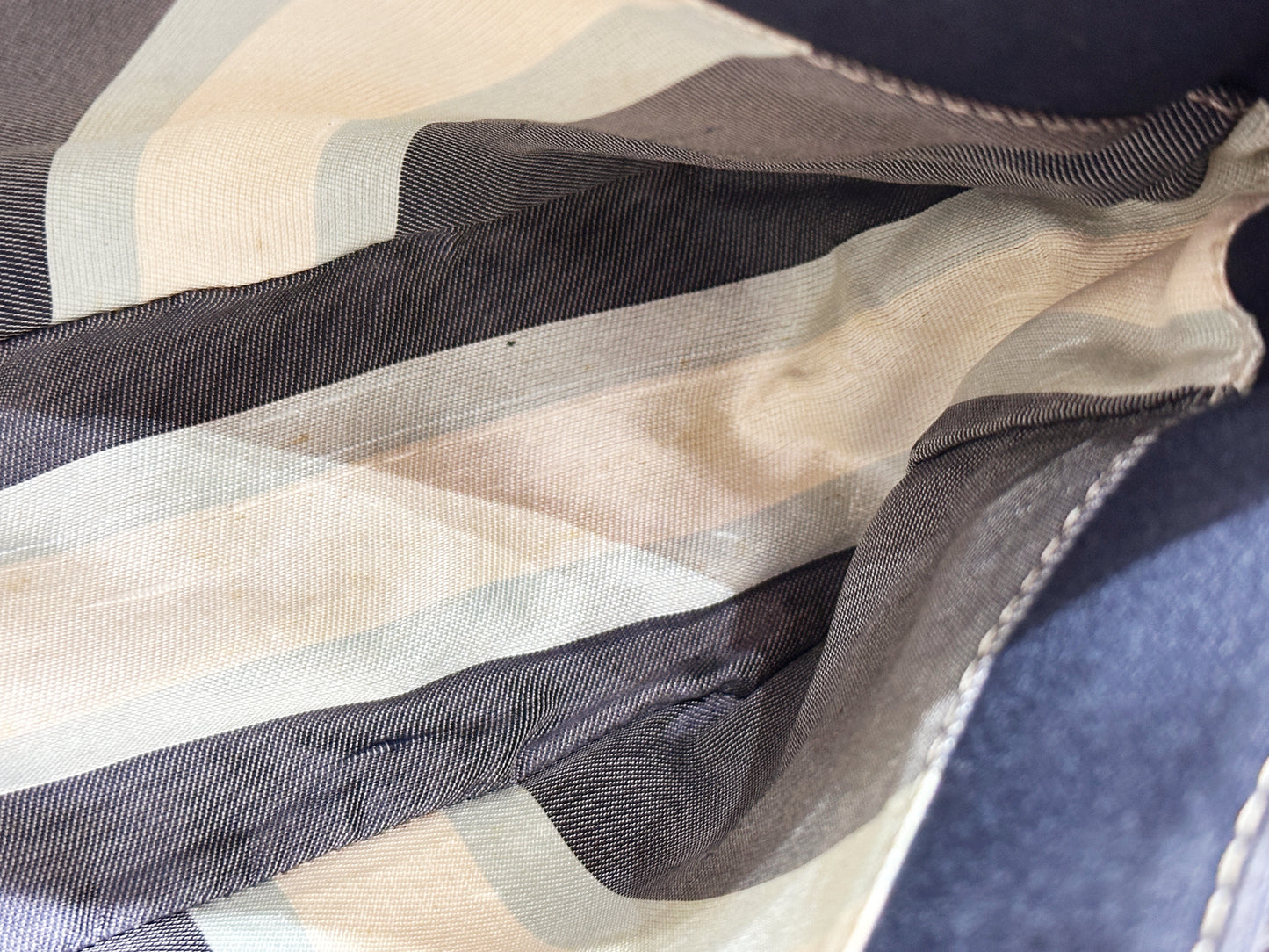 Fendi Mamma Baguette Canvas Shoulder Bag Navy blue