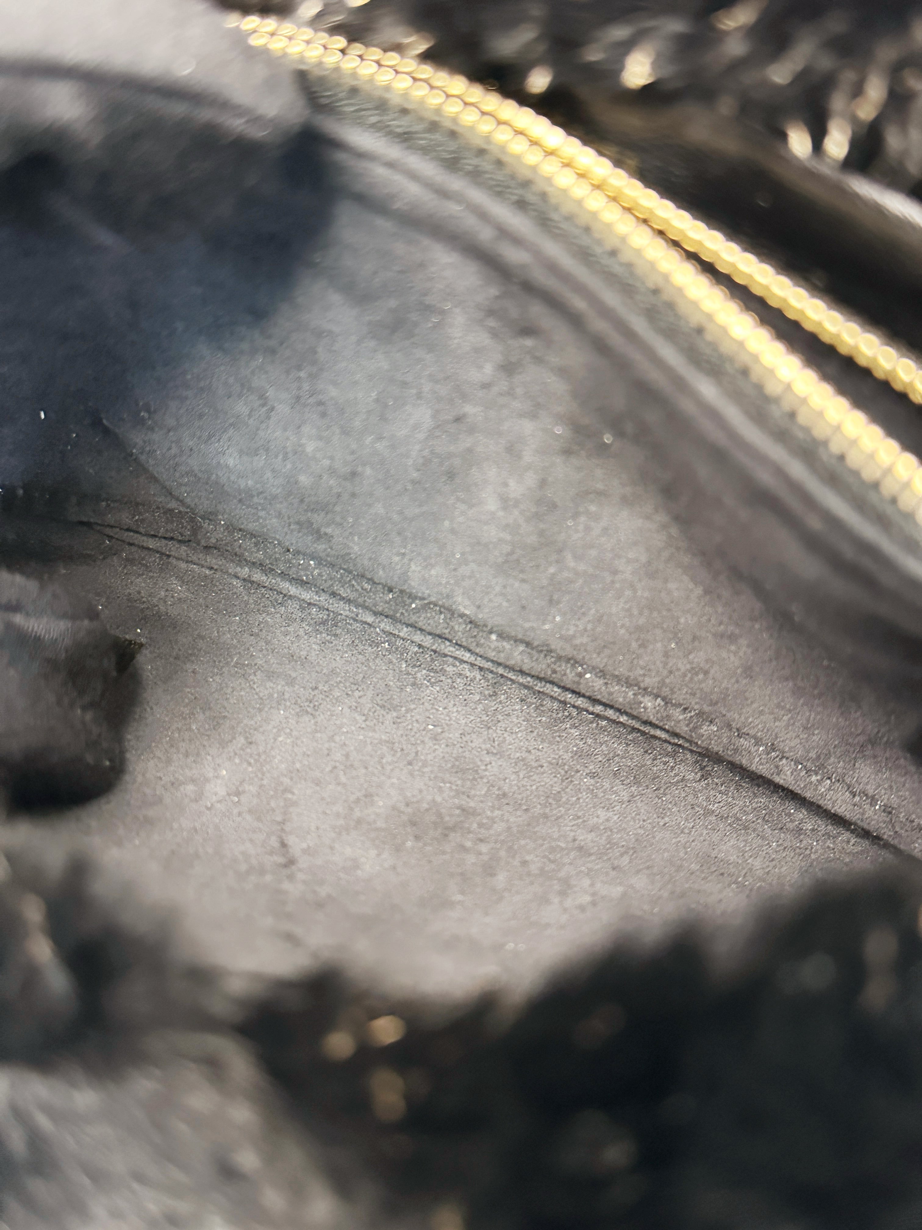 Chanel CC Black Fur Chain Clutch 2270 holo card