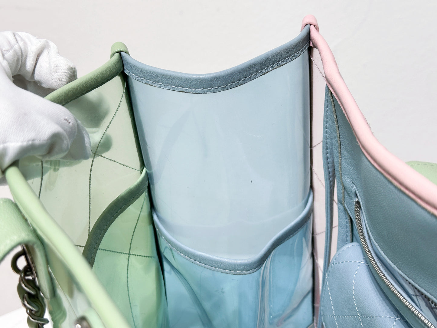 Chanel PVC Green/Pink/Blue Tote bag 2584 holo card