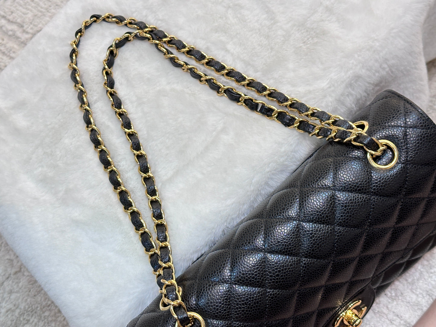 Chanel Medium Caviar Double Flap Black Bag GHW