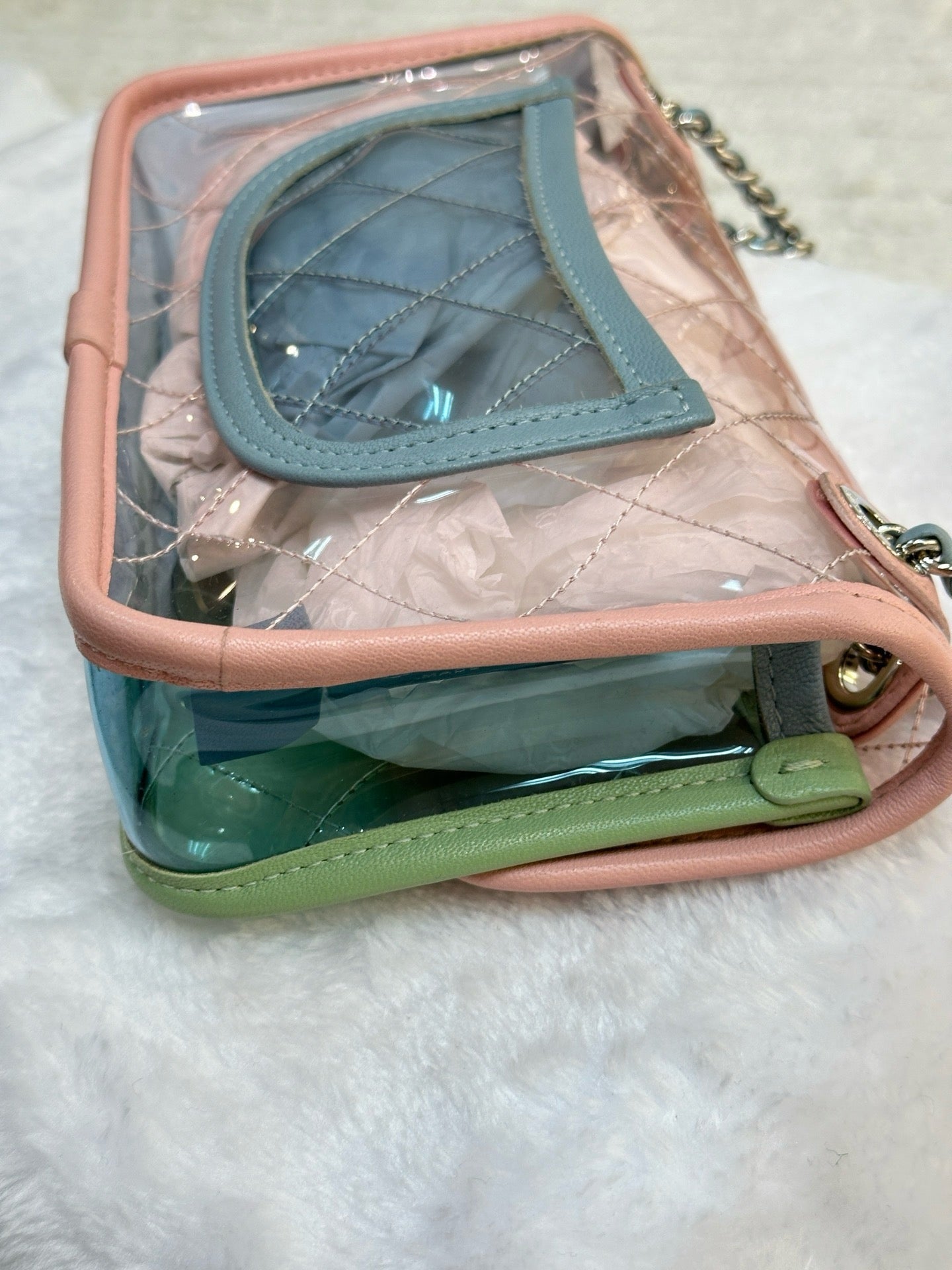 Chanel Mini Coco Splash PVC Flap Bag Pink/Green/Blue Silver Hardware