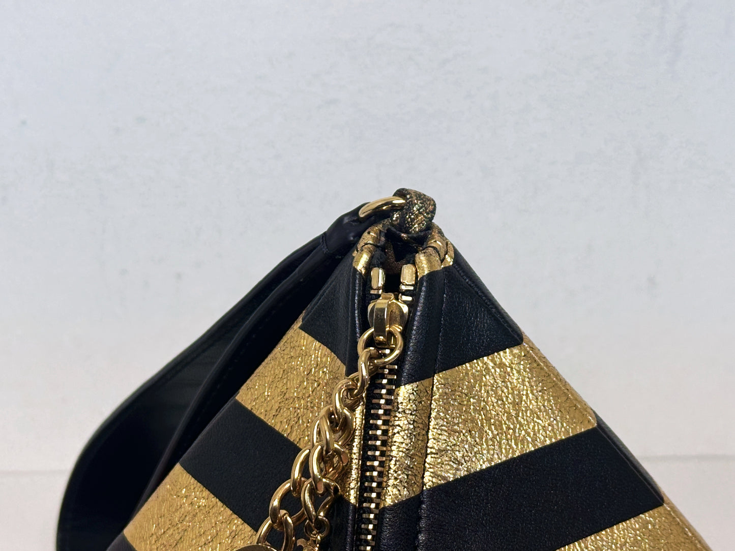 Chanel Metallic Lambskin CC Kheops Pyramid Bag Gold Black 2809 holo