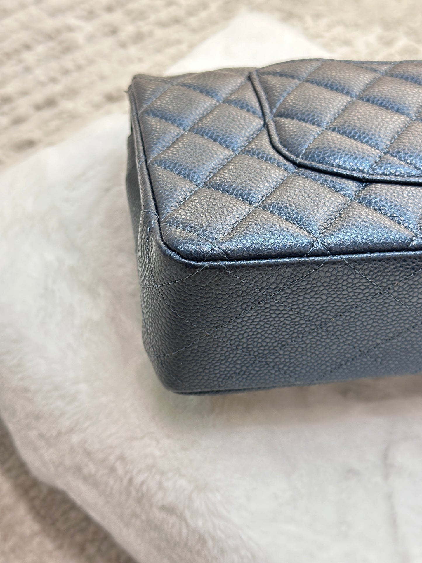 Chanel Quilted Medium Double Flap Blue Caviar 18S GHW