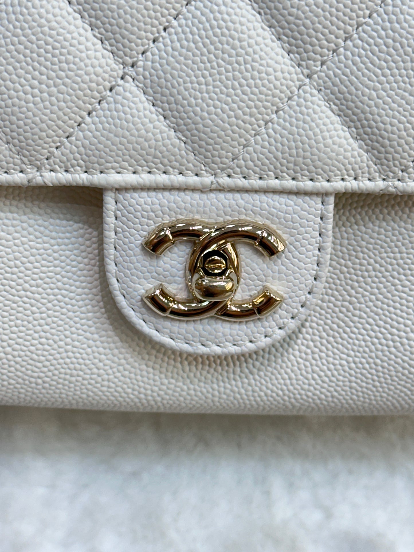 Chanel White CC Day Mini Quilted Backpack