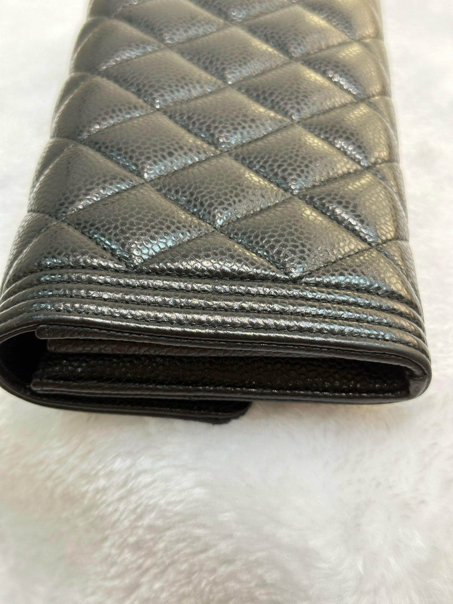 CHANEL LeBoy Flap Wallet Quilted Caviar Black