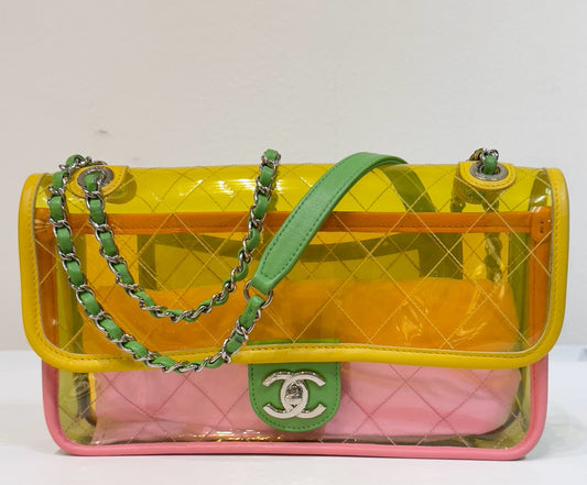 Chanel Medium Coco Splash PVC Flap Bag Yellow/Green/Pink SHW