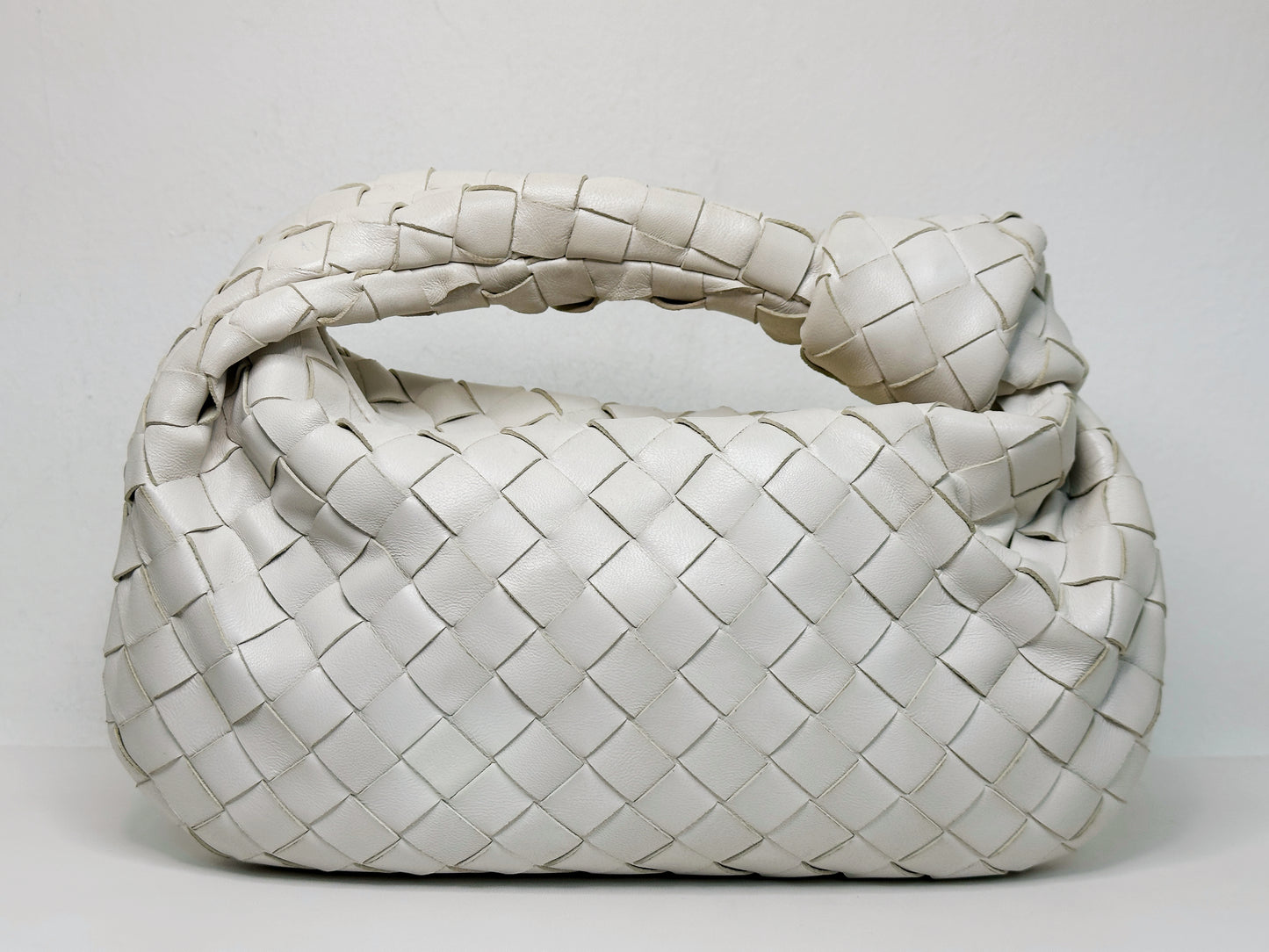 Bottega Veneta White Intrecciato Leather Mini Jodie Bag
