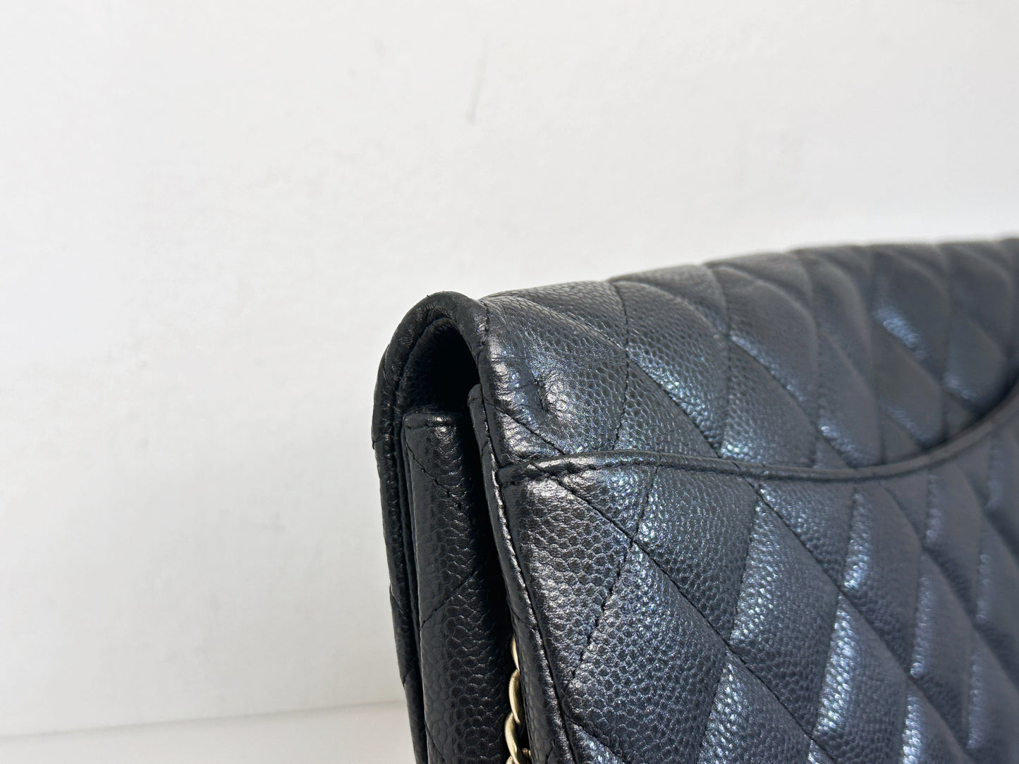 Chanel Caviar Quilted Clutch With Chain Flap Black GHW 2045 holo