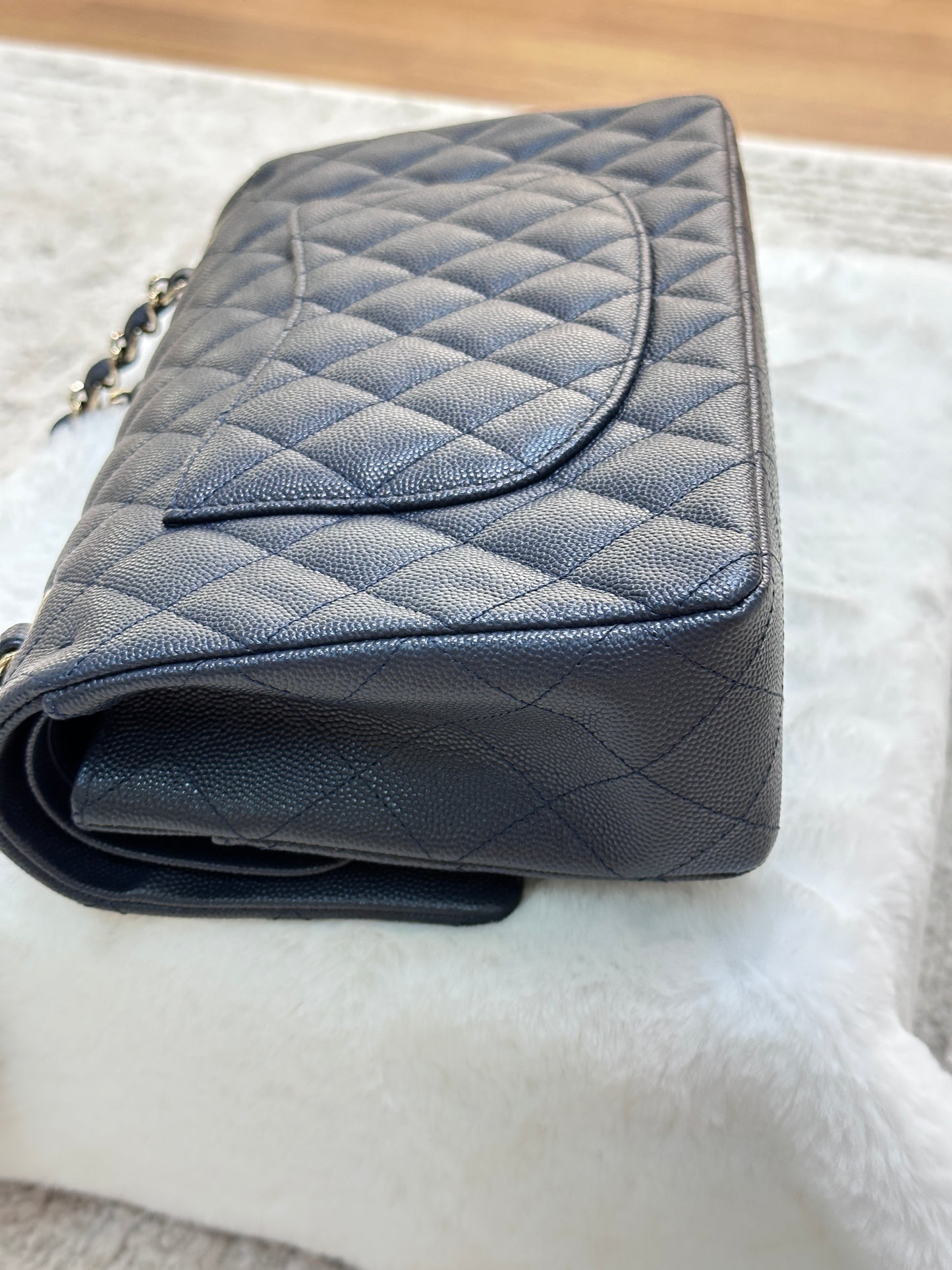 CHANEL Caviar Quilted Medium Double Flap 18B Navy