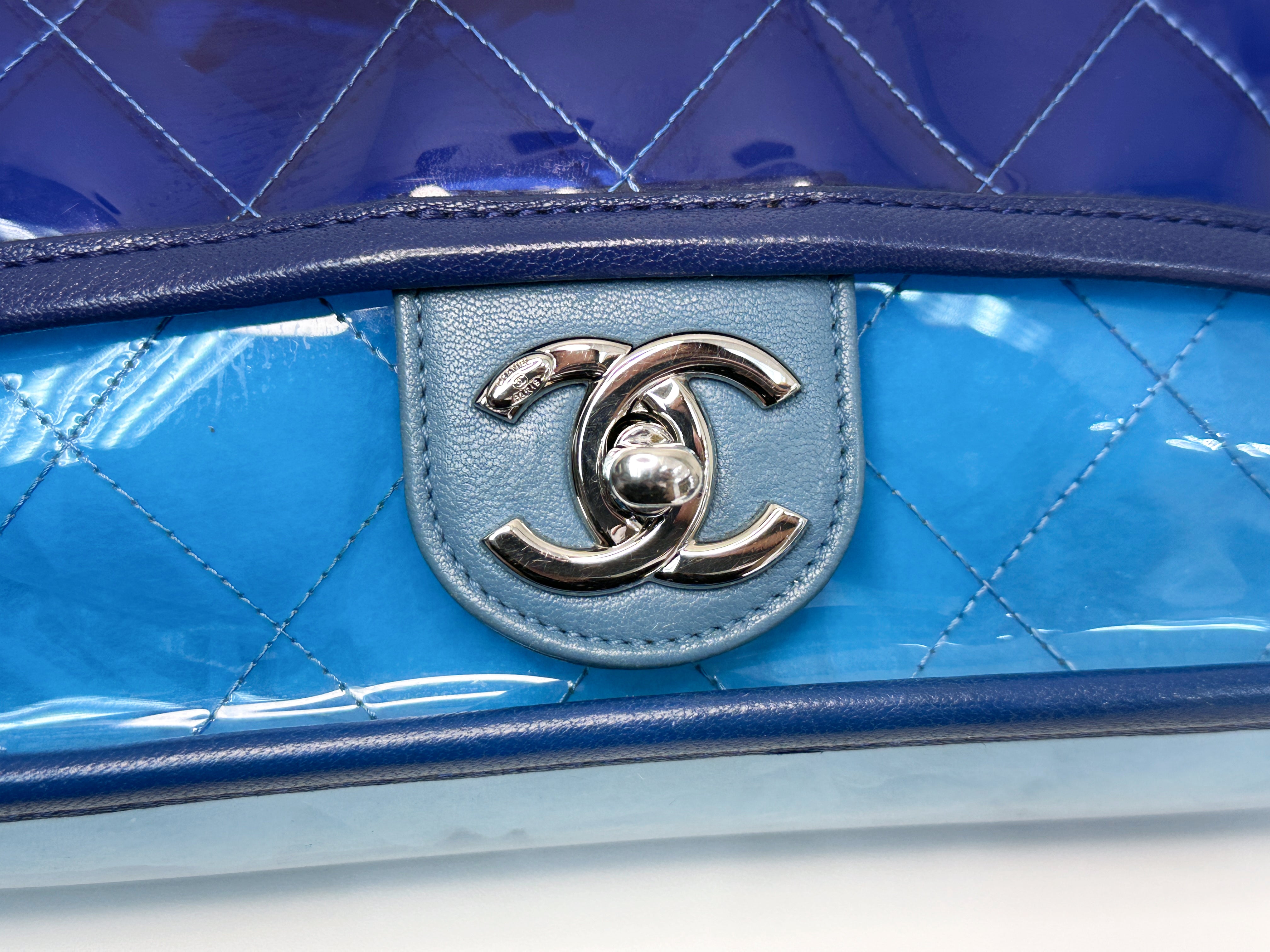 Chanel Blue Coco Splash PVC Medium Flap Bag 2583 holo