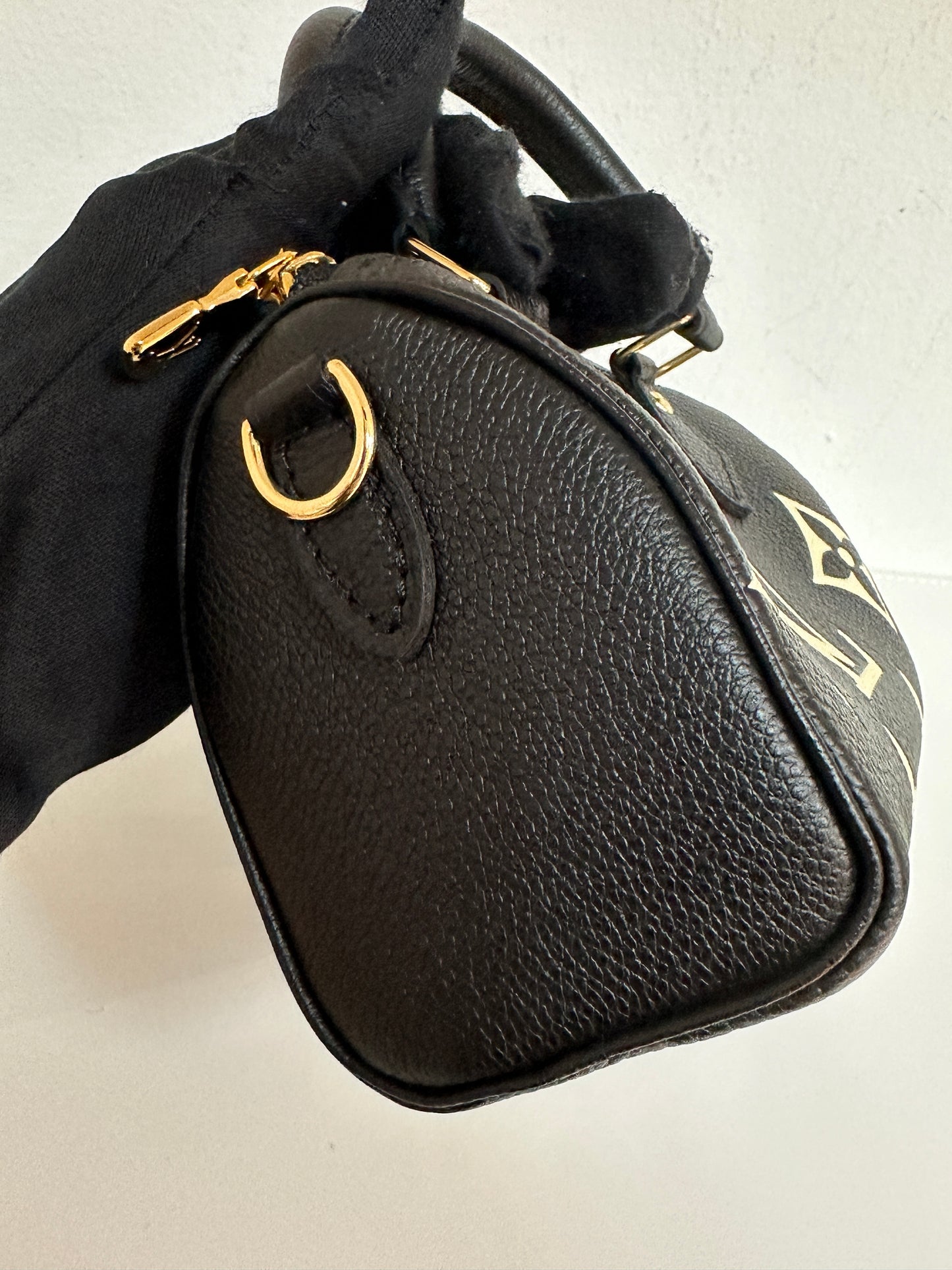 Louis Vuitton Speedy Bandouliere Nano Black Top Handle Bag in Monogram Empreinte Leather GHW