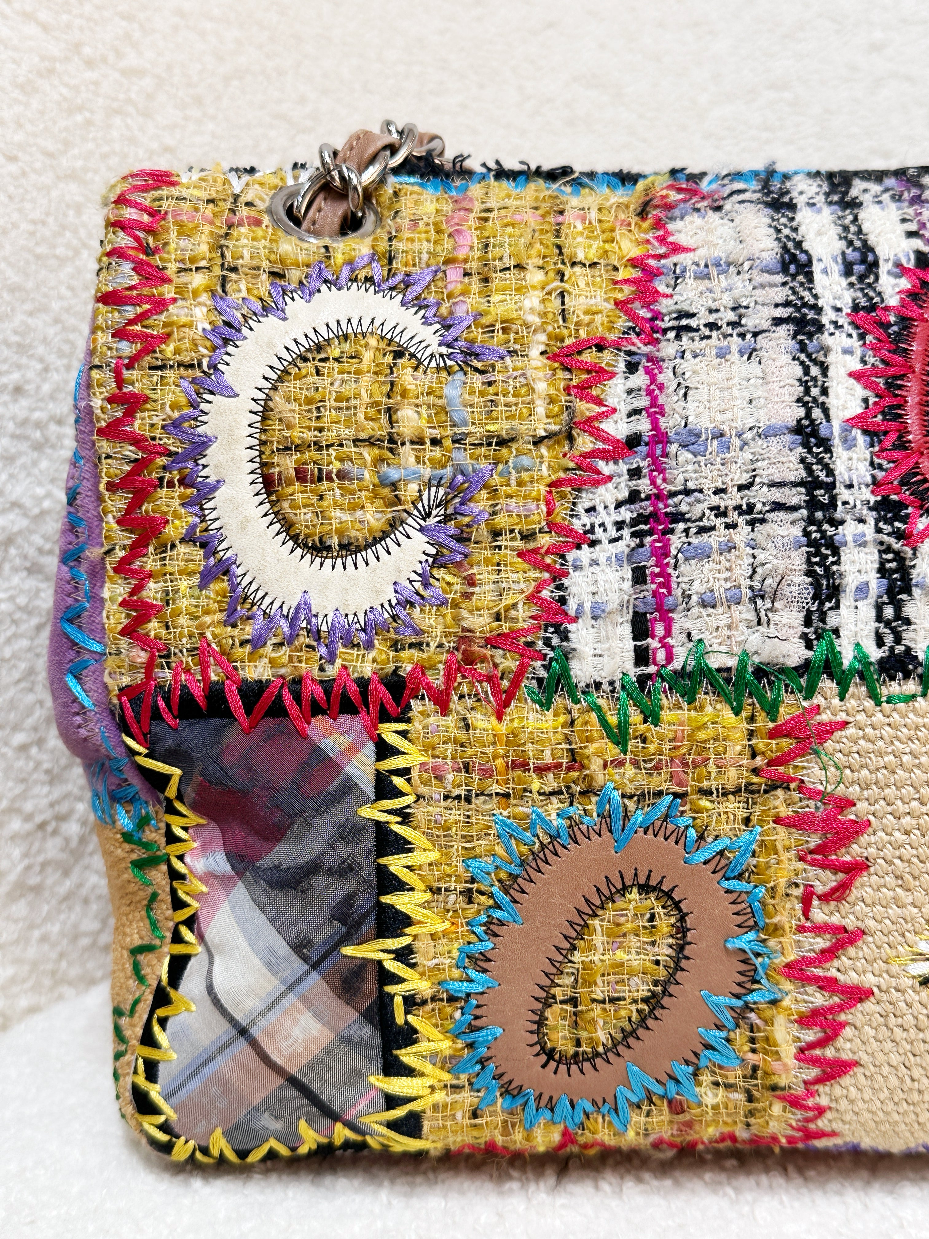 CHANEL TIMELESS PATCHWORK MULTICOLOR JUMBO SINGLE FLAP BAG 1443 holo card