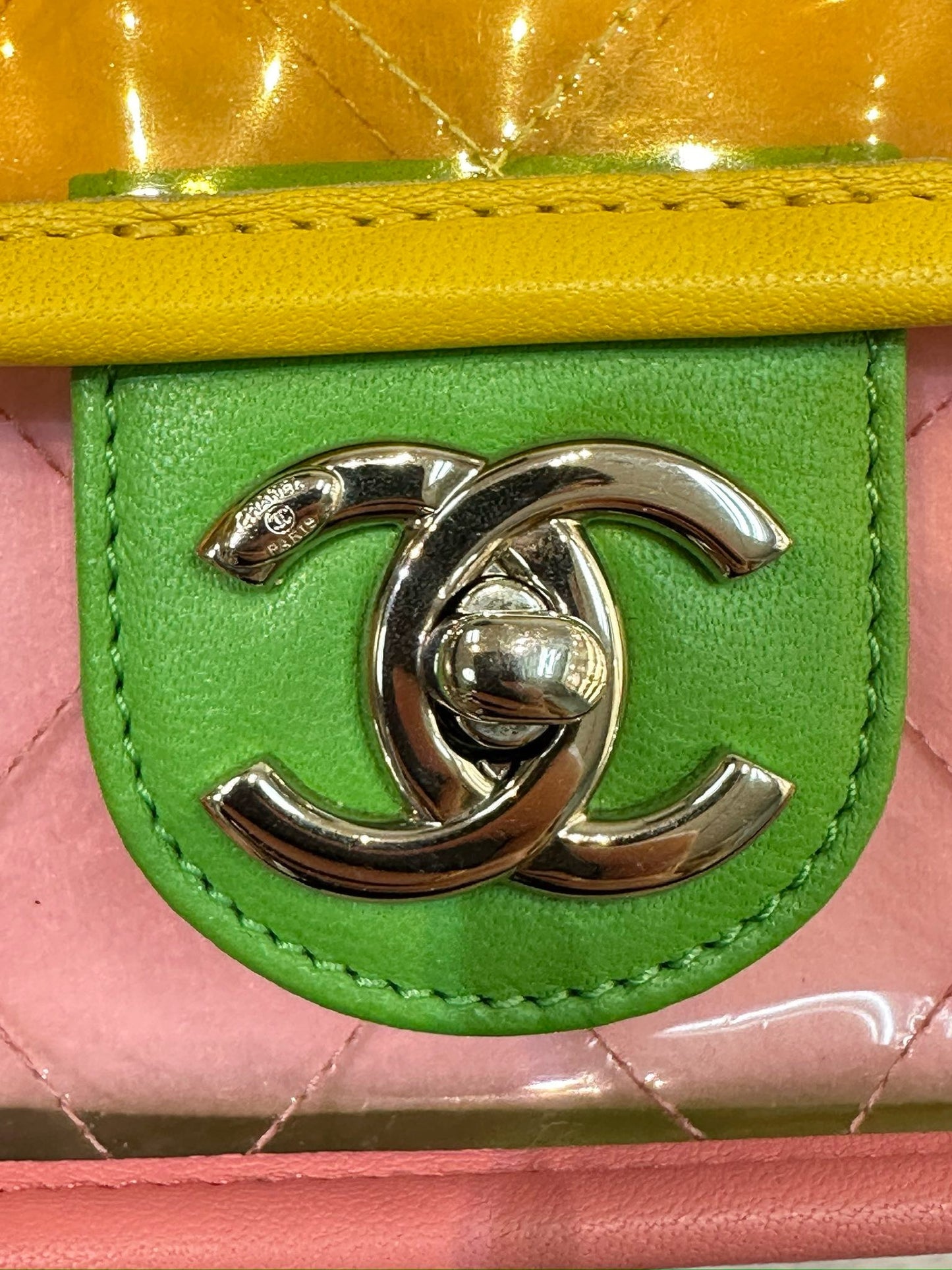 Chanel Medium Coco Splash PVC Flap Bag Yellow/Green/Pink SHW