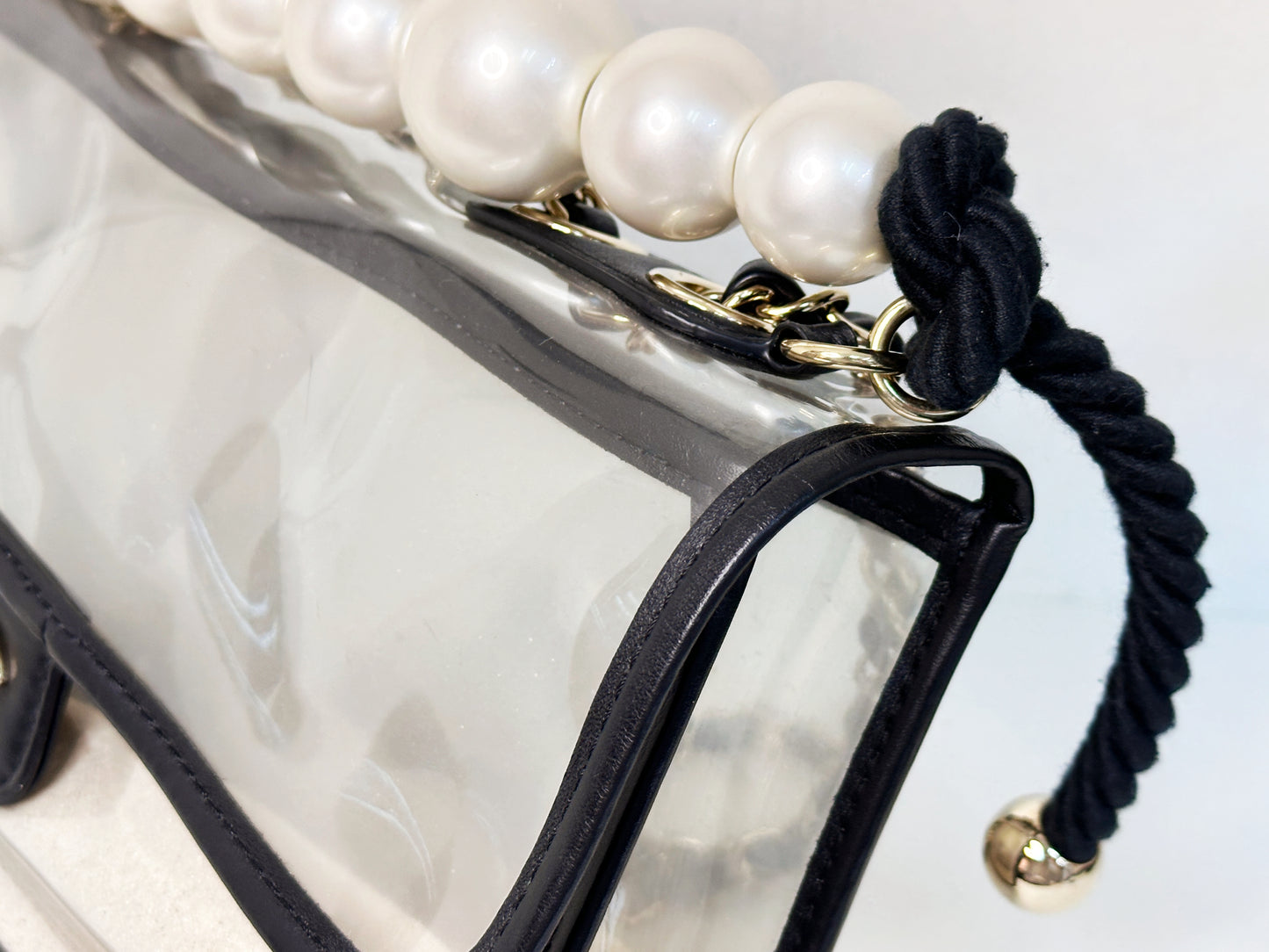 Chanel Medium Lambskin CoCo Sand PVC Sand By The Sea Flap With Pearl Strap Black 274 holo card