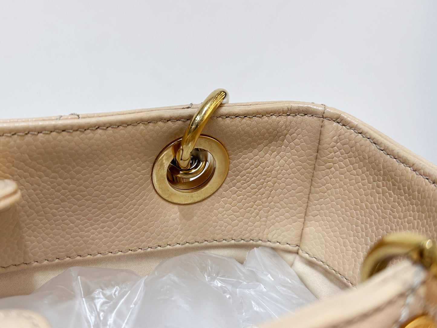 Chanel Caviar Quilted Petit Shopping Tote PST Beige GHW 1551 holo