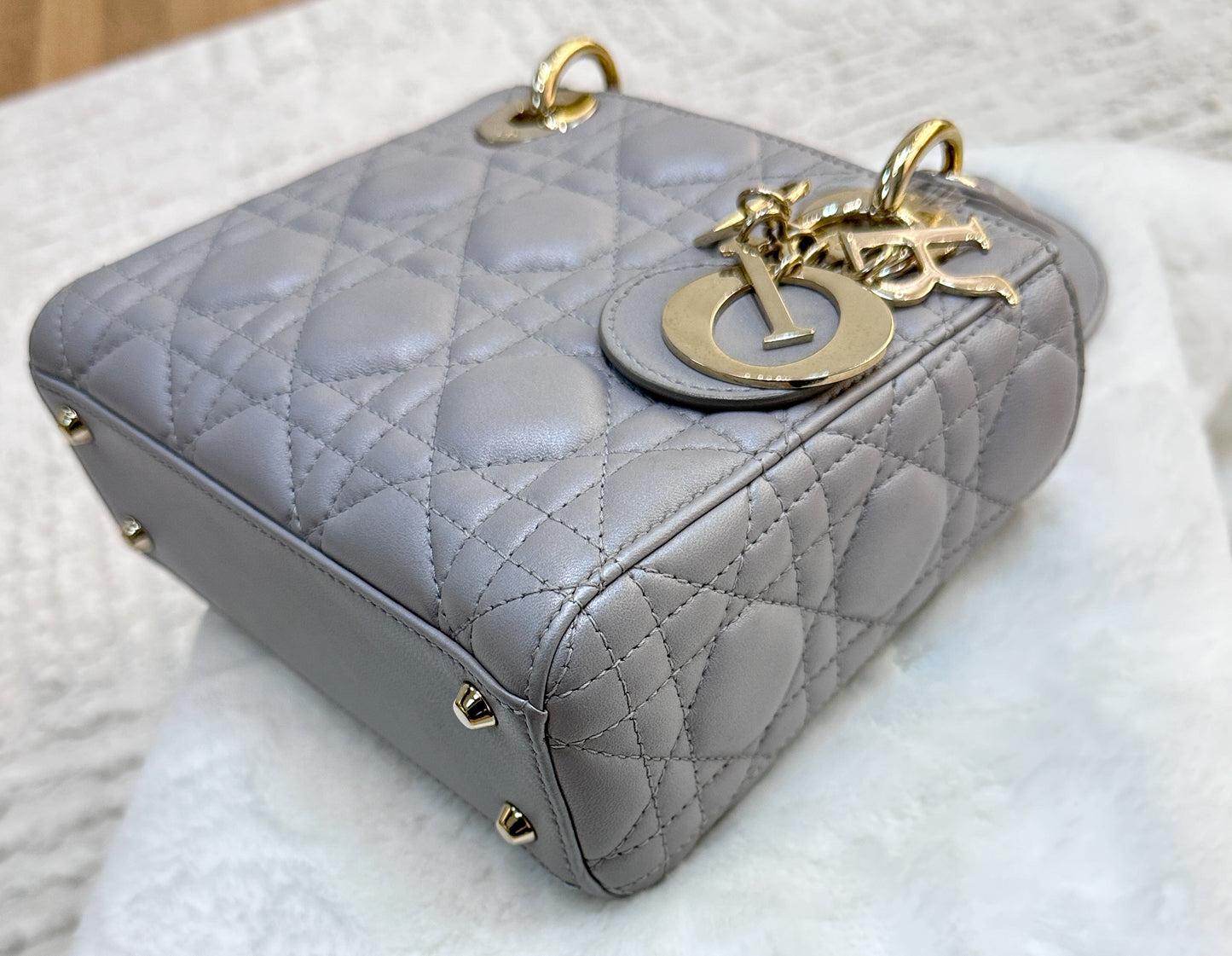 DIOR Mini Lady Dior Pearl Grey GHW