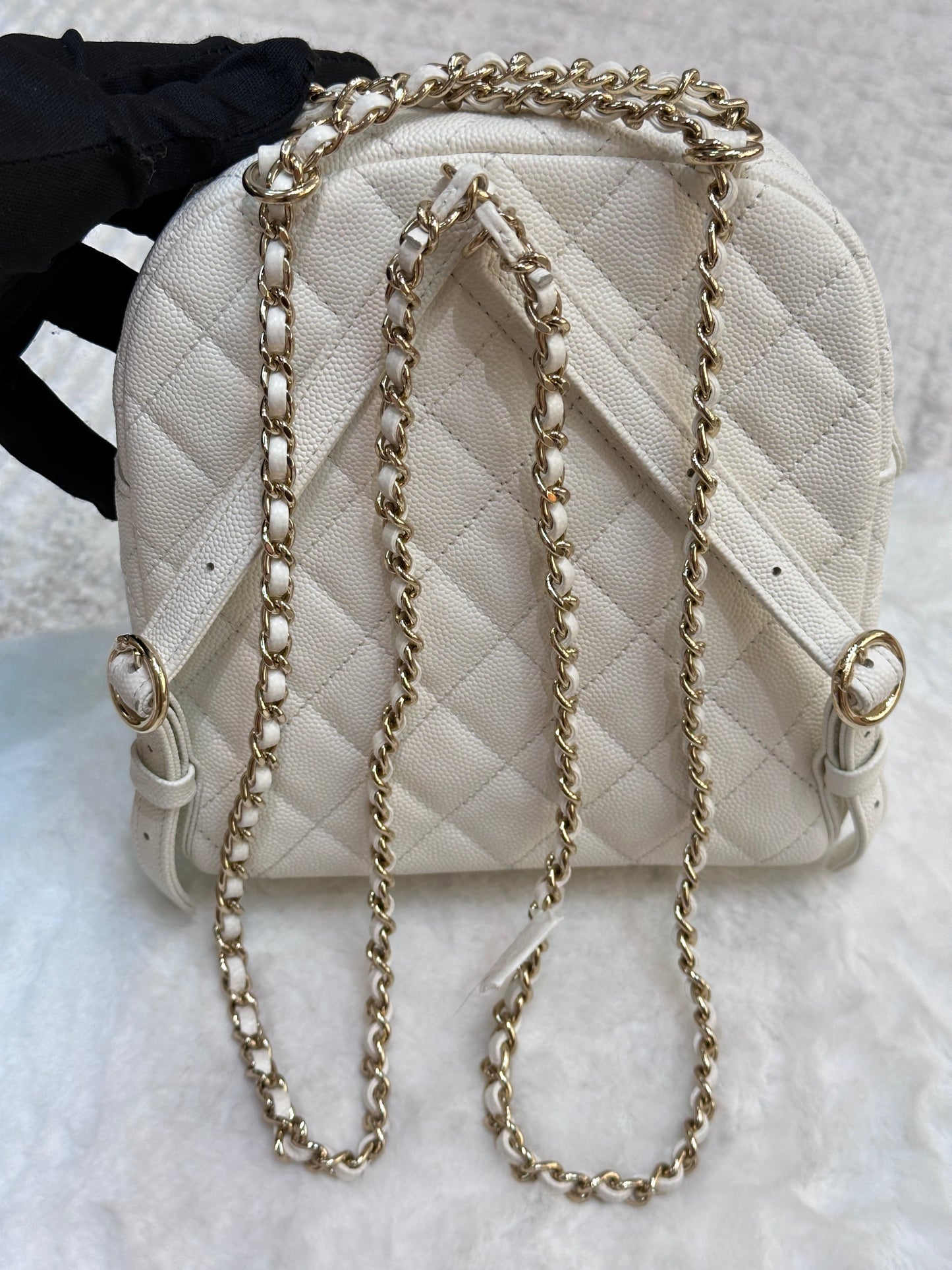 Chanel White CC Day Mini Quilted Backpack