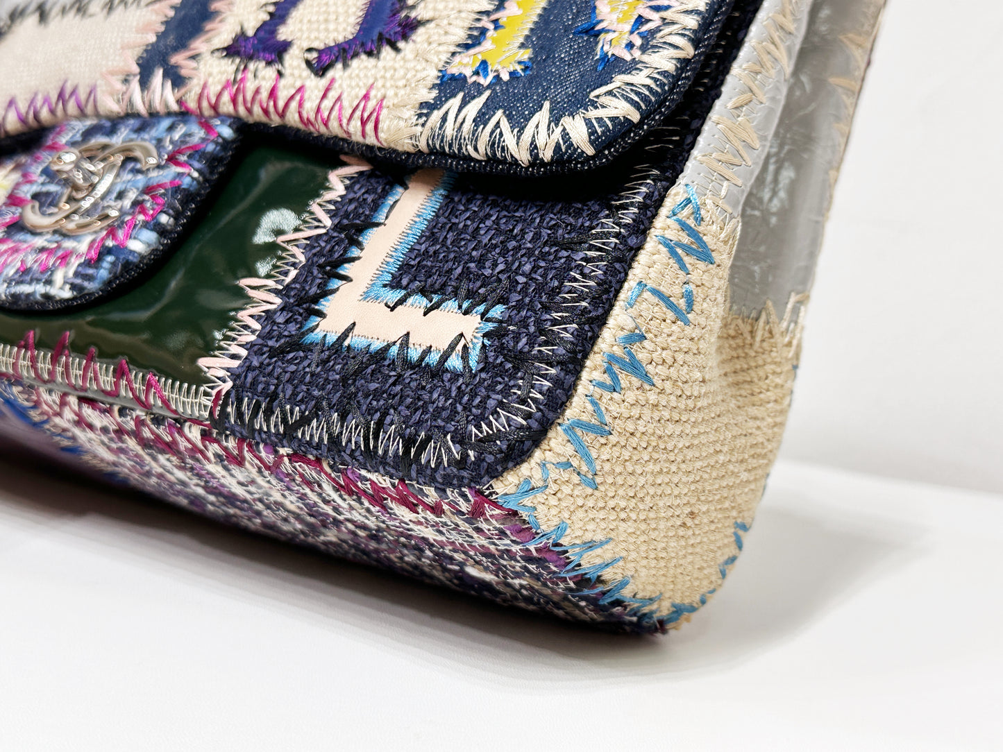 CHANEL TIMELESS PATCHWORK MULTICOLOR JUMBO SINGLE FLAP BAG 1630 holo card
