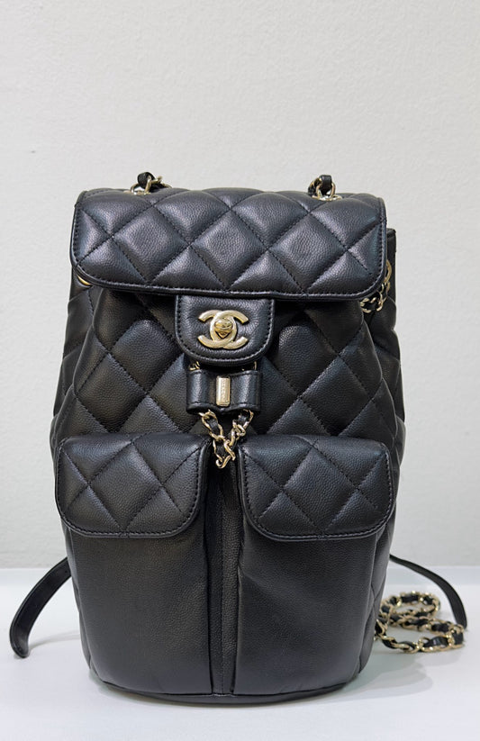 Chanel Caviar Quilted Pockets Backpack Black