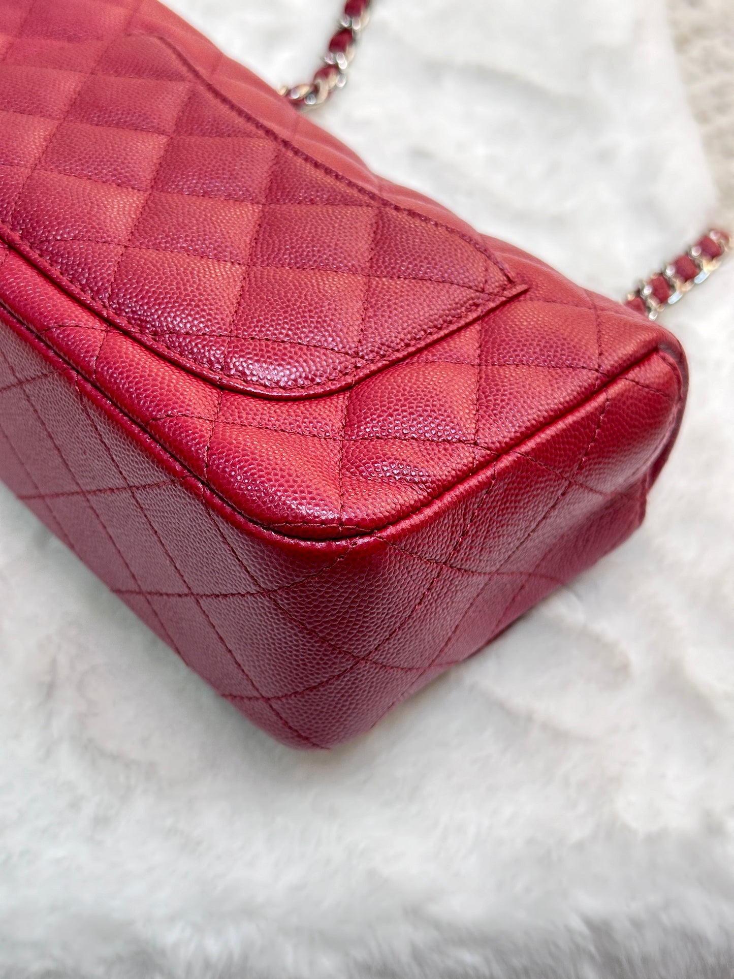 Chanel Mini Rectangular Caviar Quilted Flap Red 17B SHW