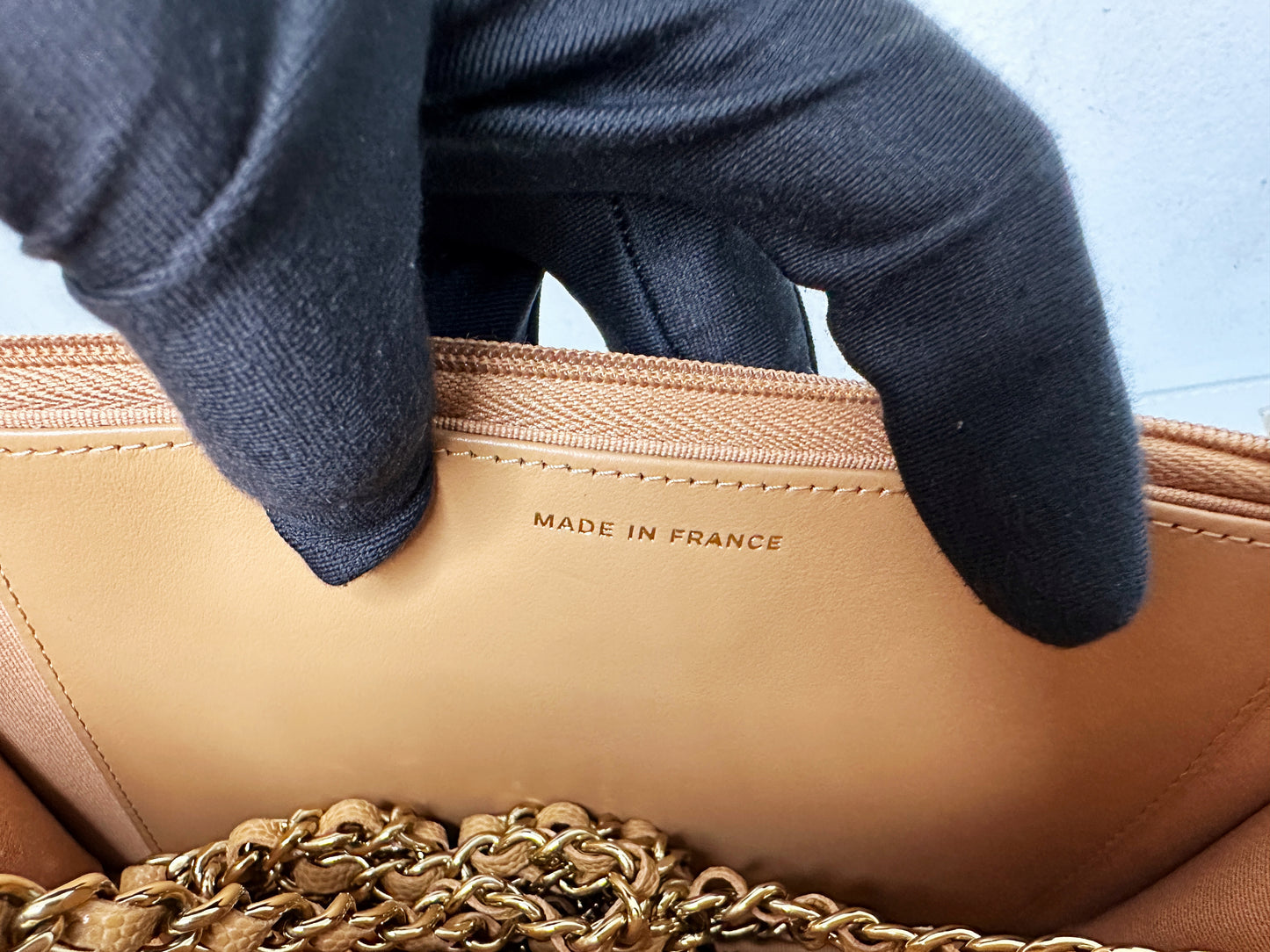 Chanel 23P Caramel Dark Beige Caviar Classic Quilted Wallet on chain LGHW UK27 microchip