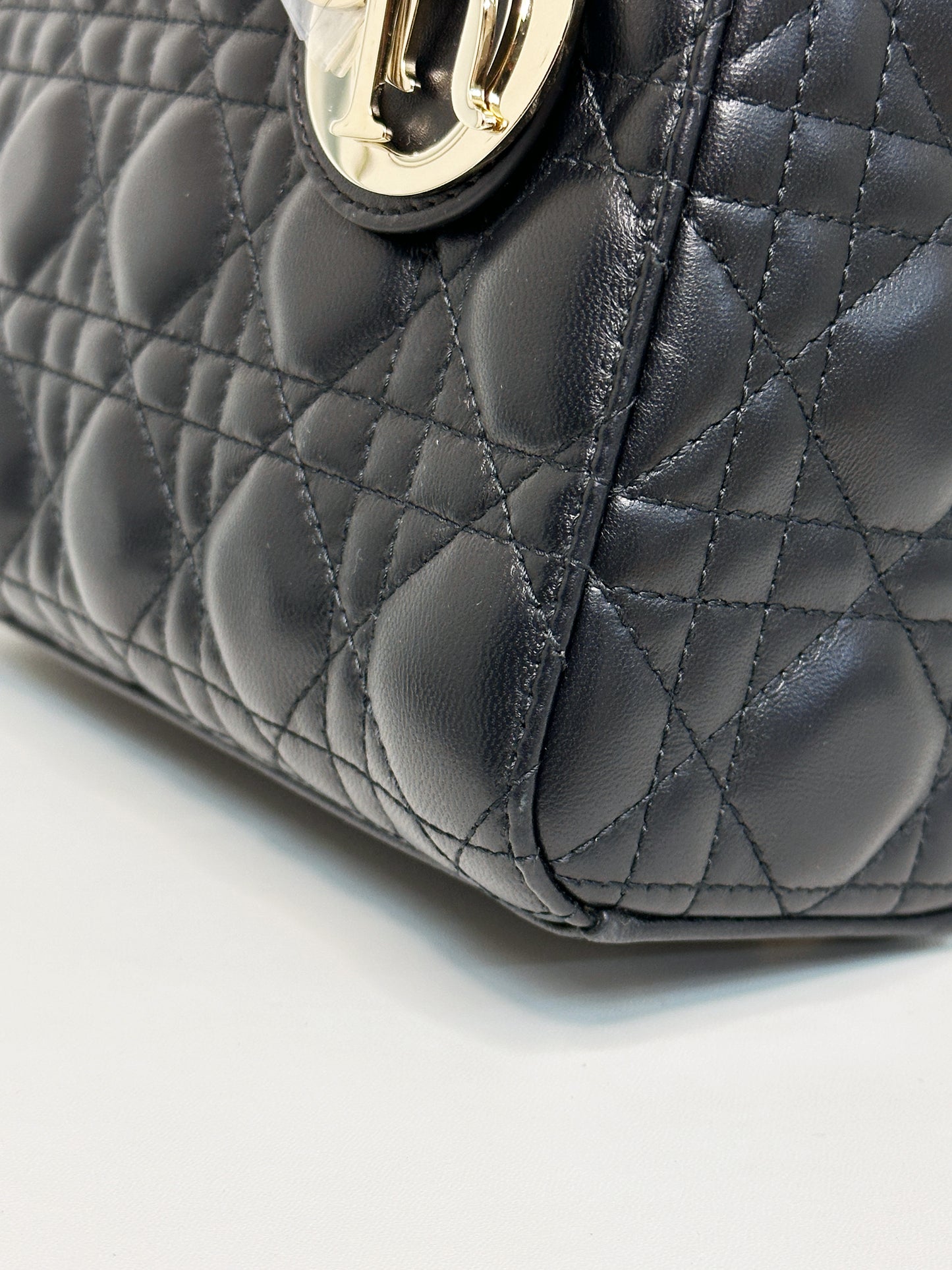 Christian Dior Small Cannage Lambskin My Lady Dior ABC Bag Black GHW