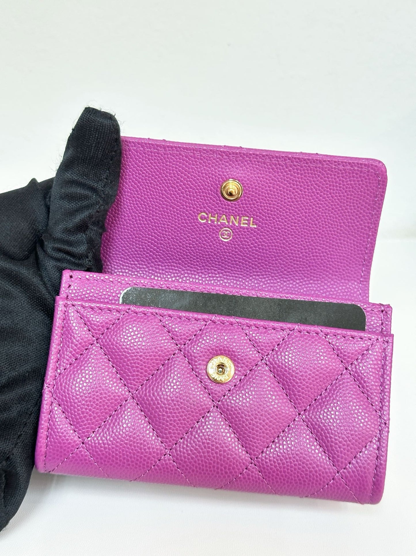 Chanel Card Holder Flag Bag 23B Purple