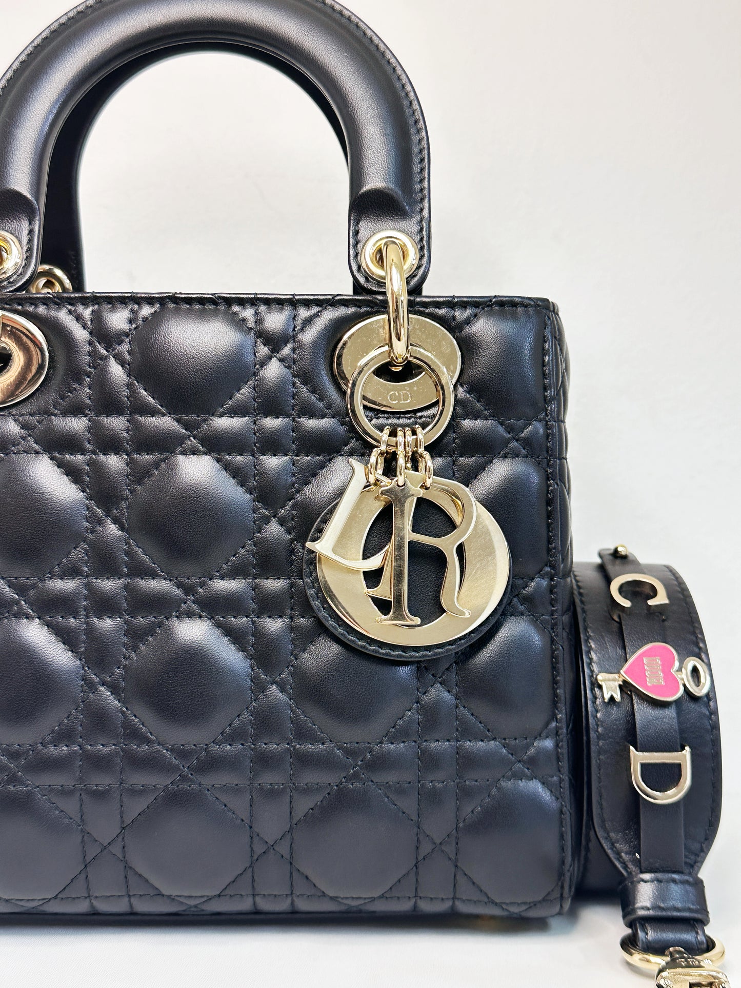 CHRISTIAN DIOR Lambskin Cannage Small My ABCDior Lady Dior Black GHW