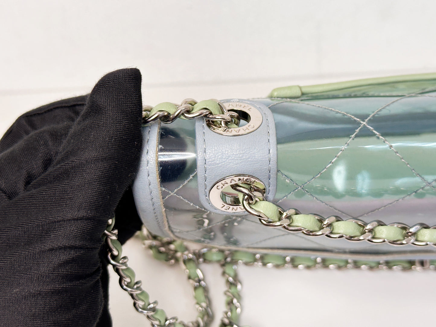 Chanel Coco Splash PVC Mini Flap Bag Blue/Pink/Green 2582 holo