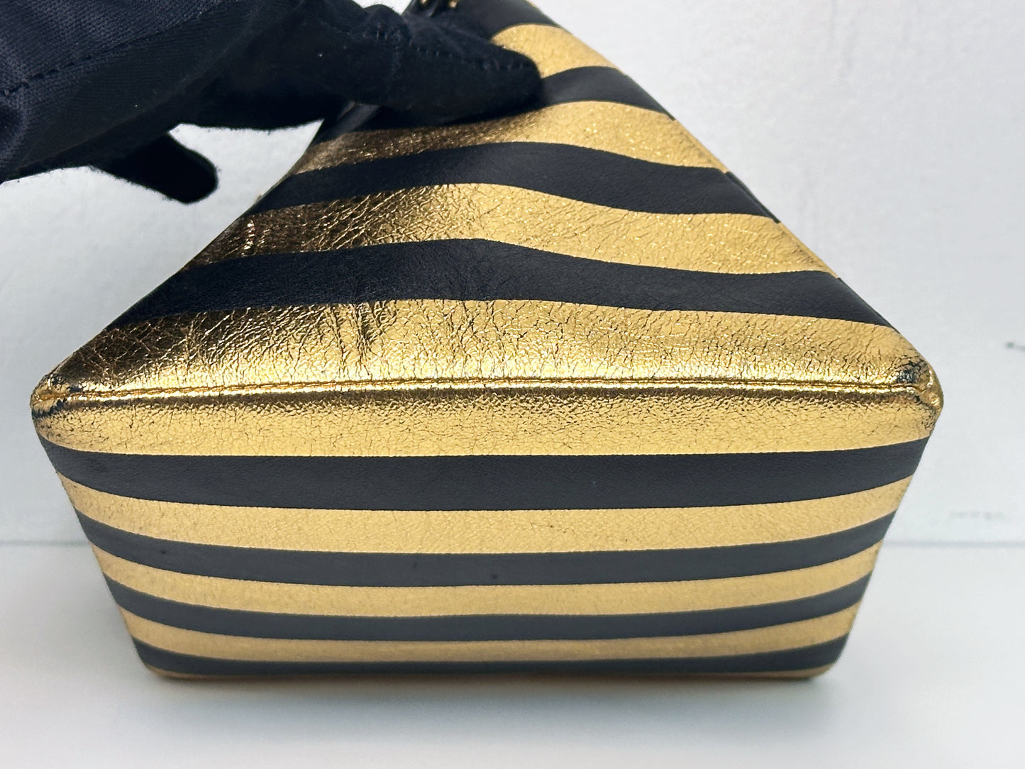 Chanel Metallic Lambskin CC Kheops Pyramid Bag Gold Black 2809 holo