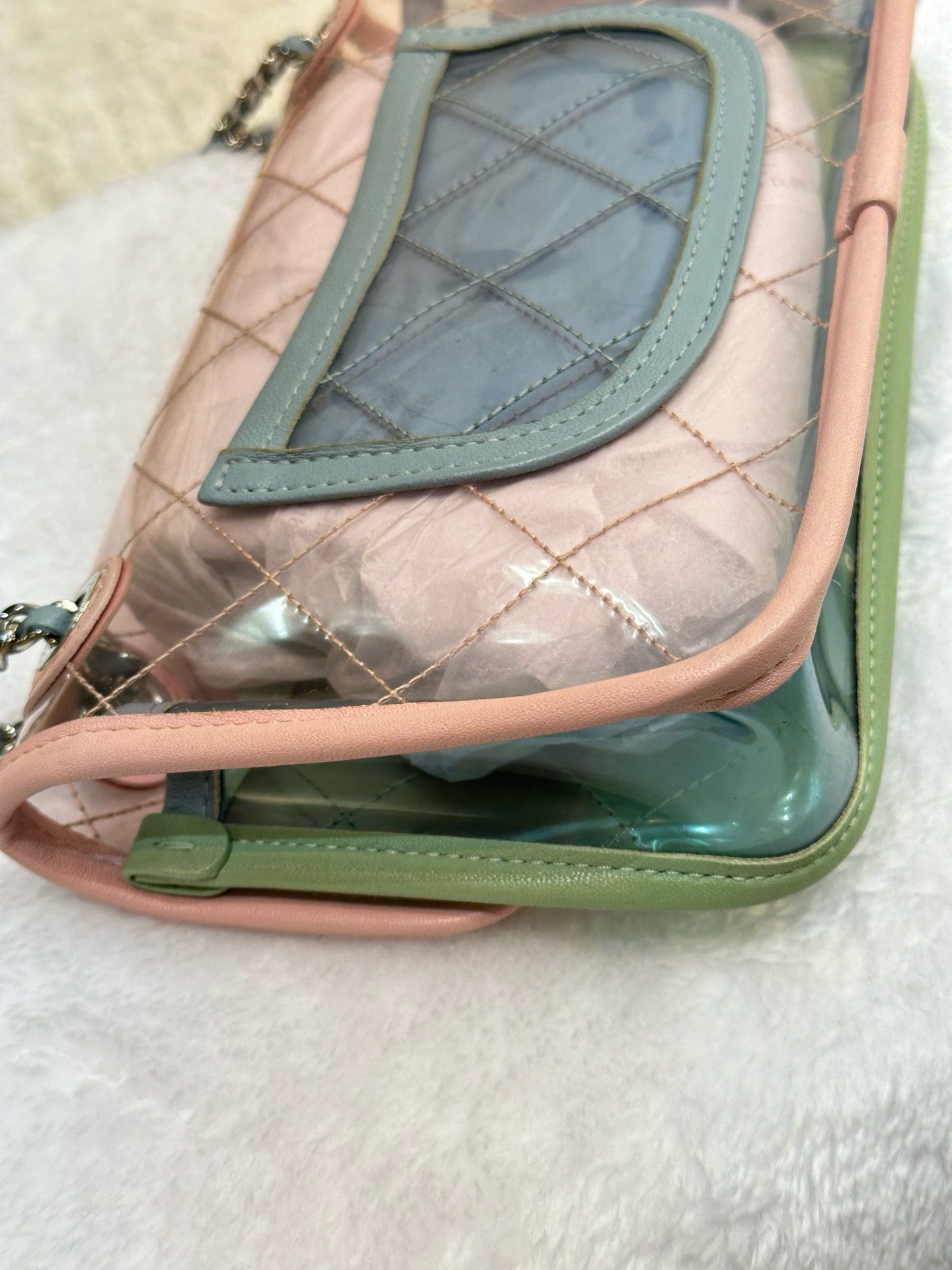 Chanel Mini Coco Splash PVC Flap Bag Pink/Green/Blue SHW 2576 holo card