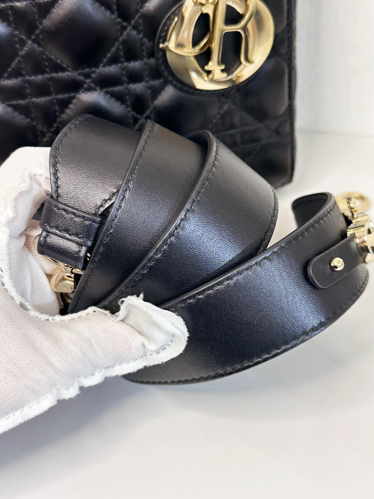 CHRISTIAN DIOR Lambskin Cannage Small My ABCDior Lady Dior Black GHW