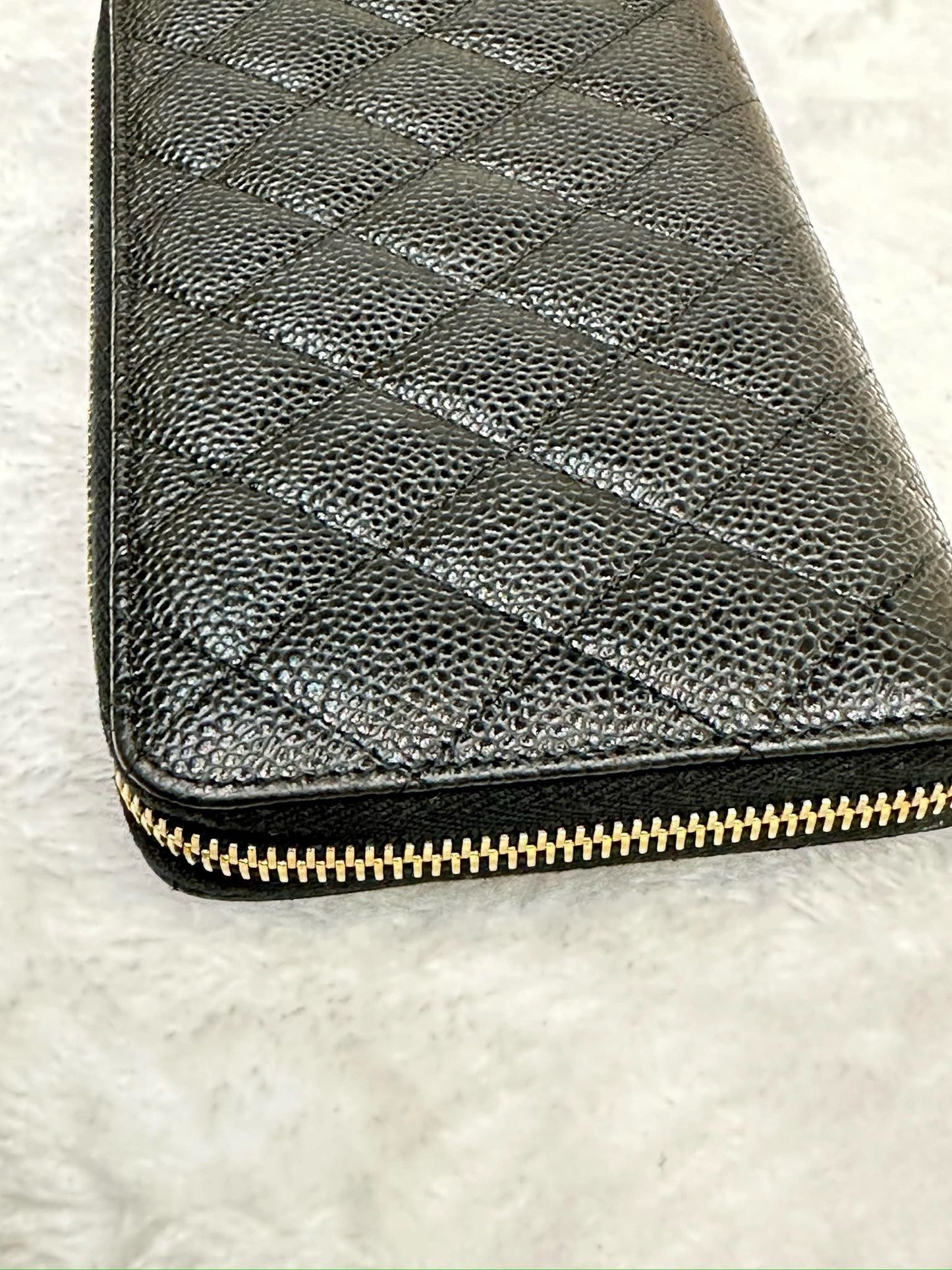 Chanel Caviar Long Zip Wallet Black GHW