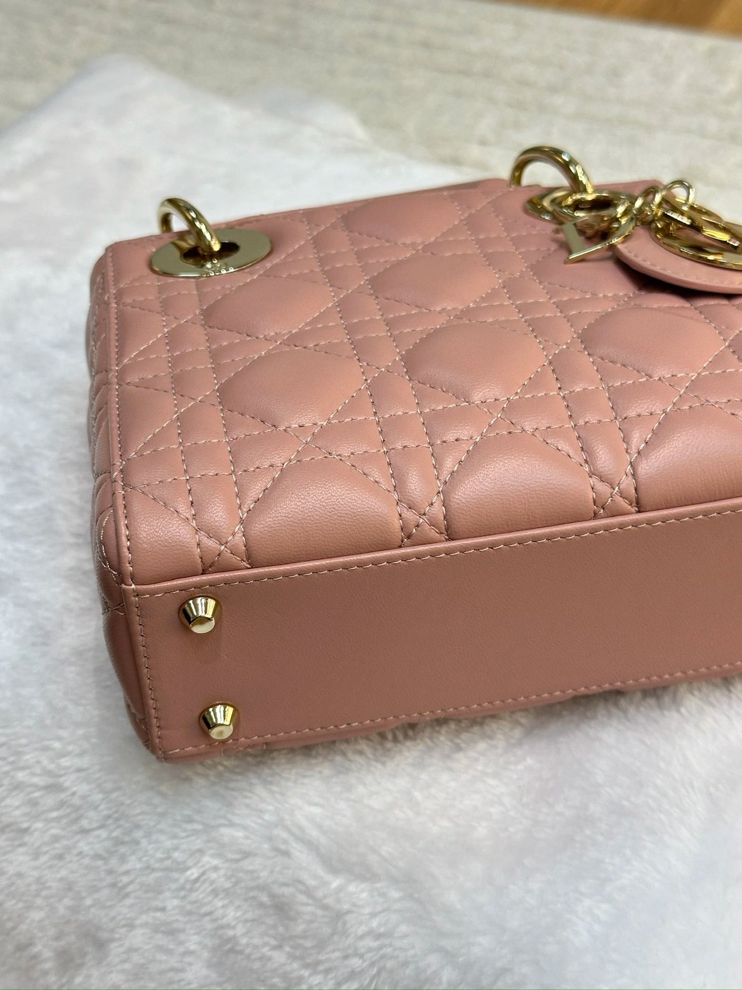 Christian Dior Mini Lambskin Cannage Lady Dior Pink GHW