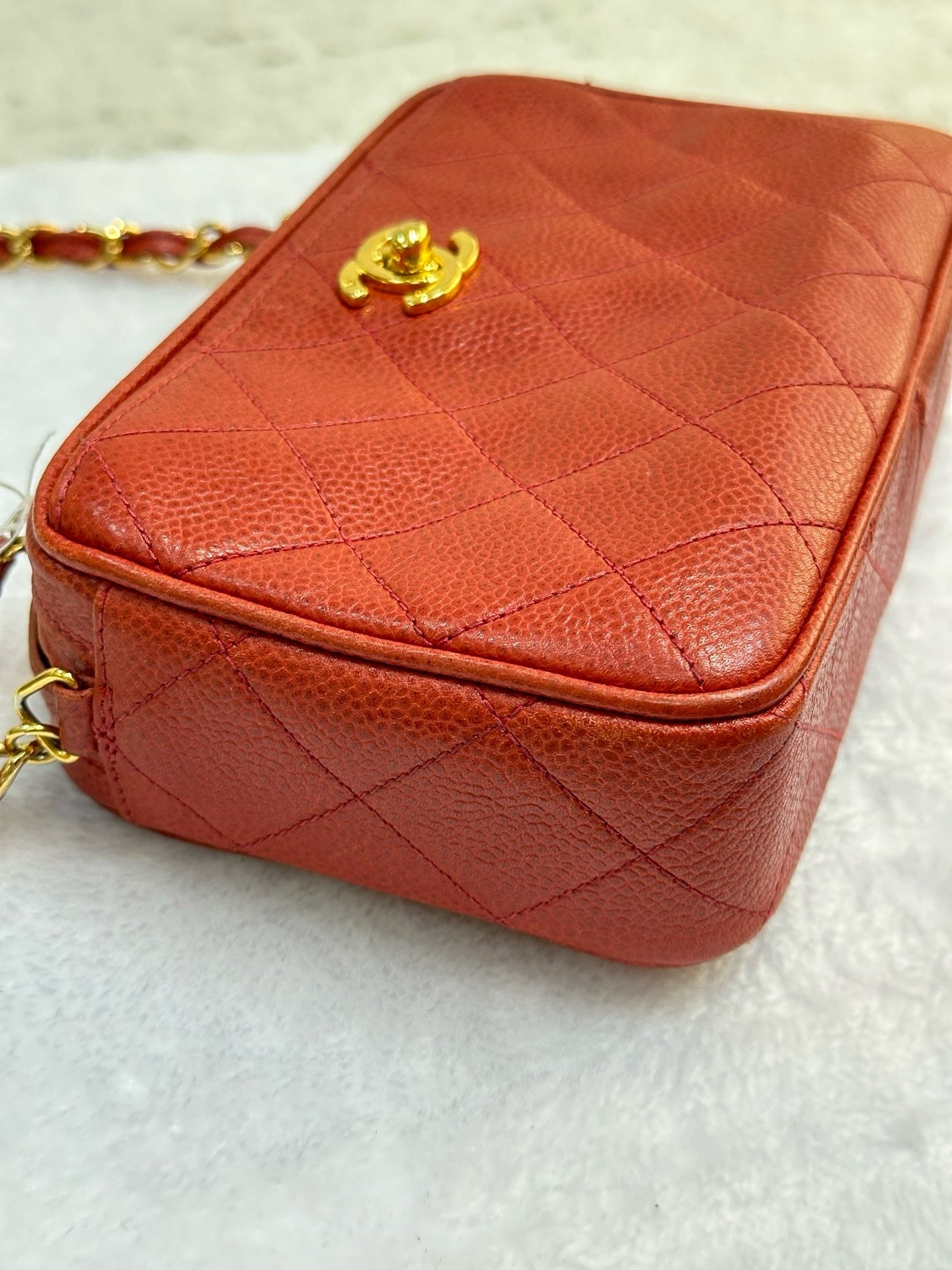 Chanel Caviar Quilted Camera Case Red