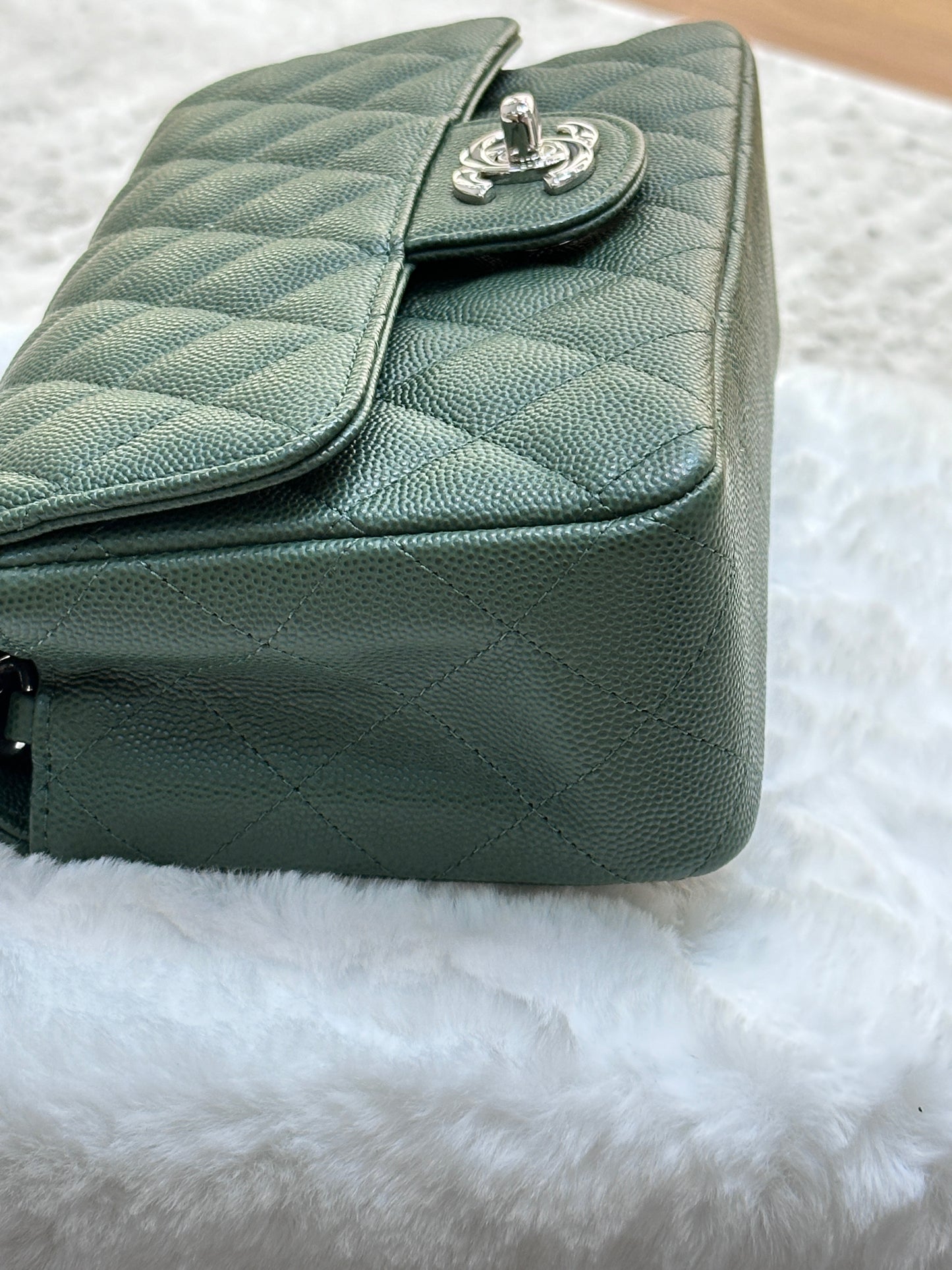 Chanel Caviar Quilted Mini Rectangular Flap Green