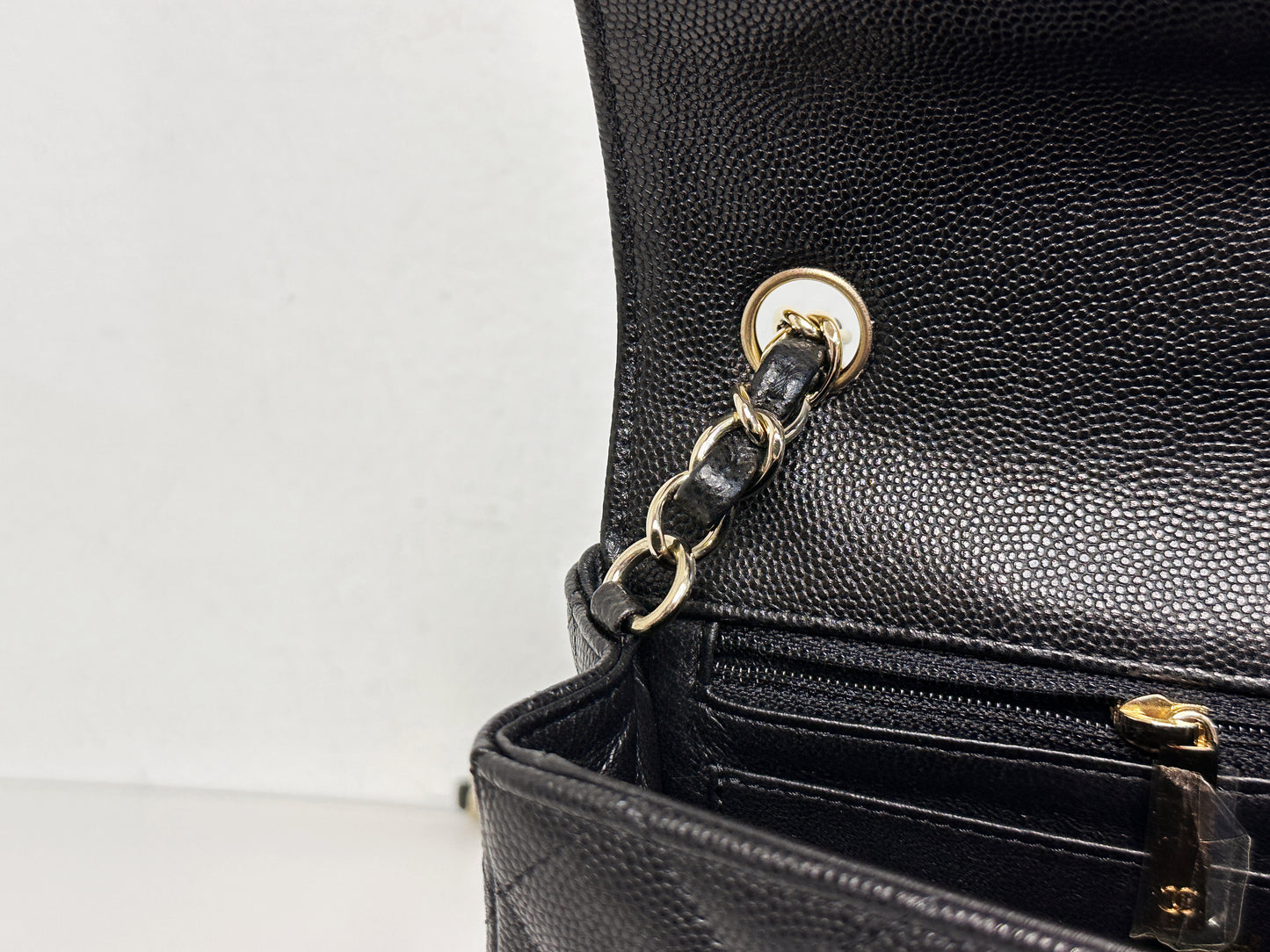 Chanel Caviar Classic Quilted Mini Rectangular Flap black GHW 2353 holo card