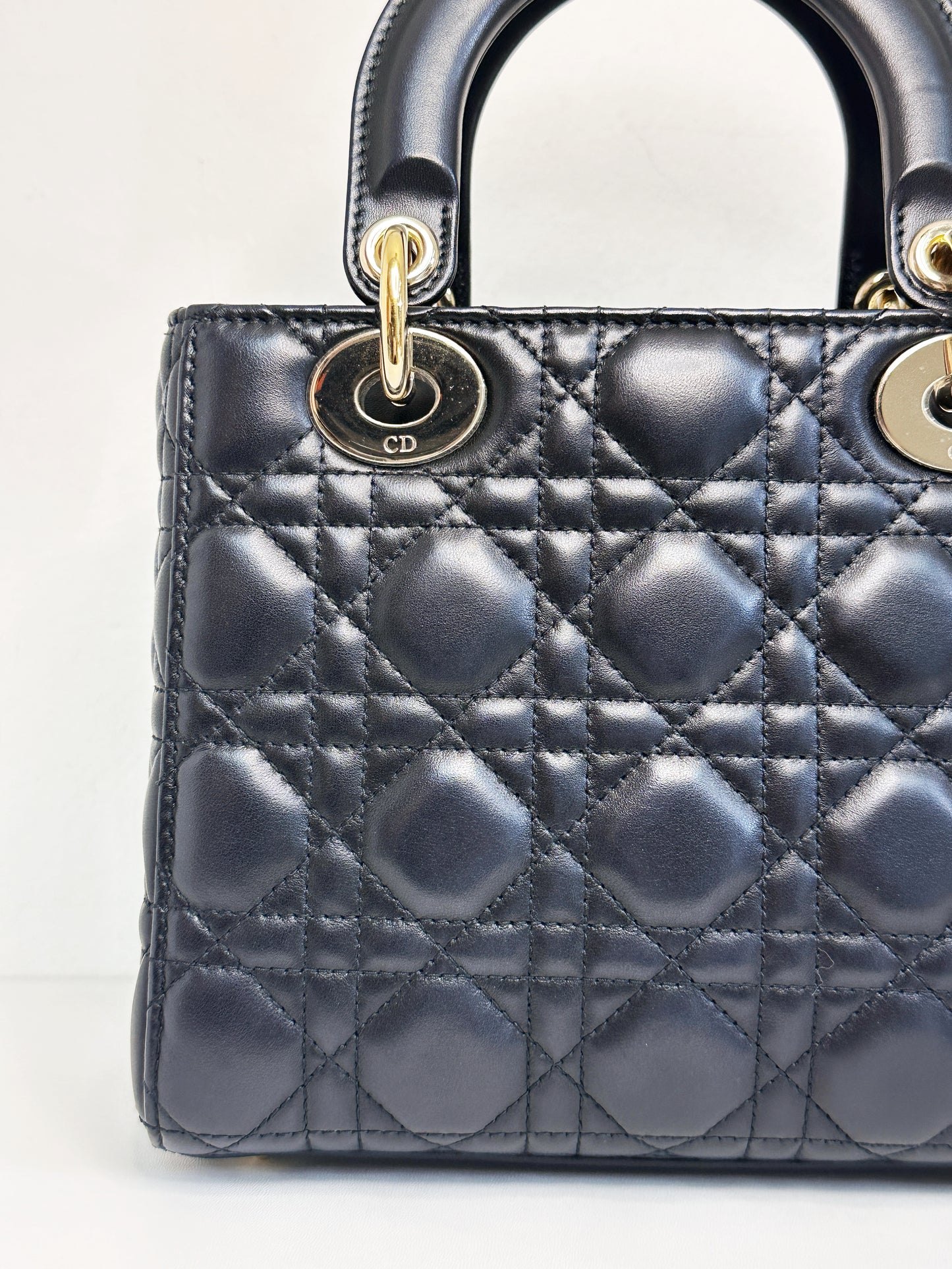 CHRISTIAN DIOR Lambskin Cannage Small My ABCDior Lady Dior Black GHW
