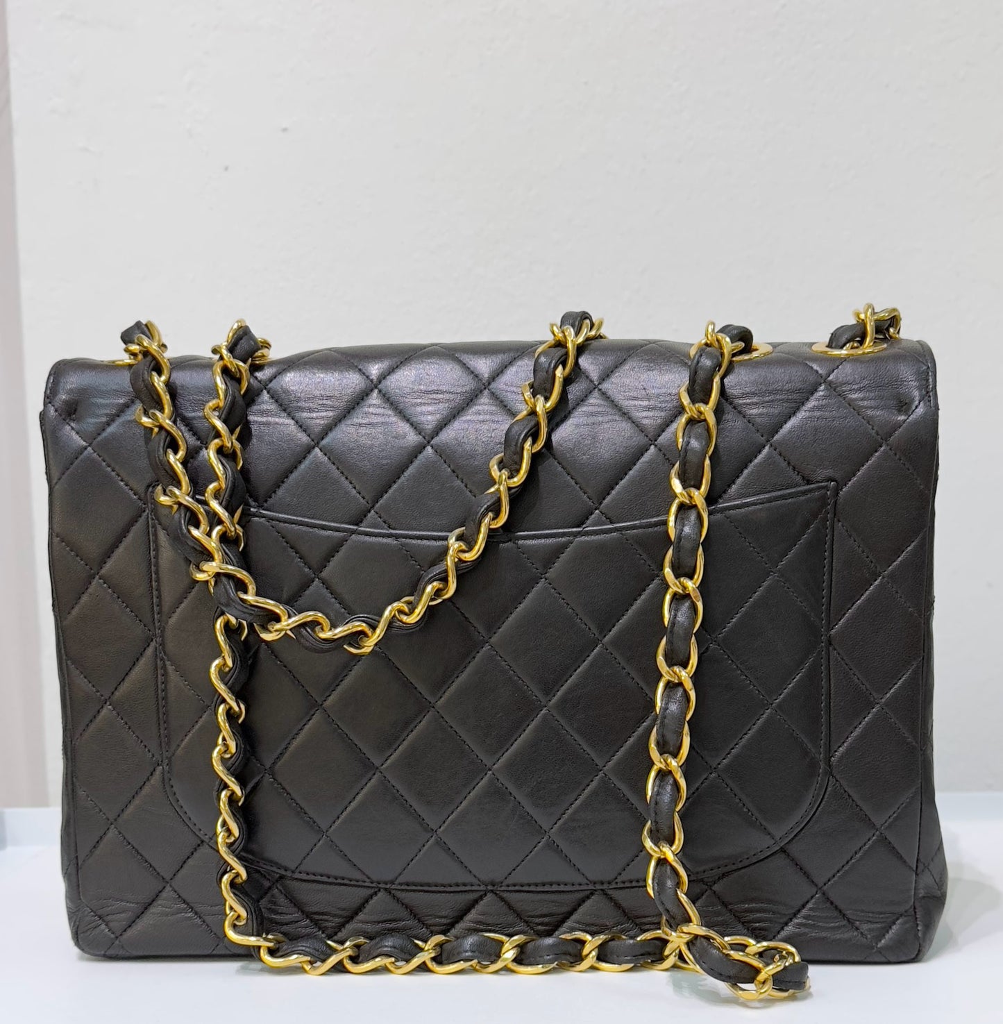 Chanel Lambskin Jumbo Black Vintage Classic Single Flap GHW