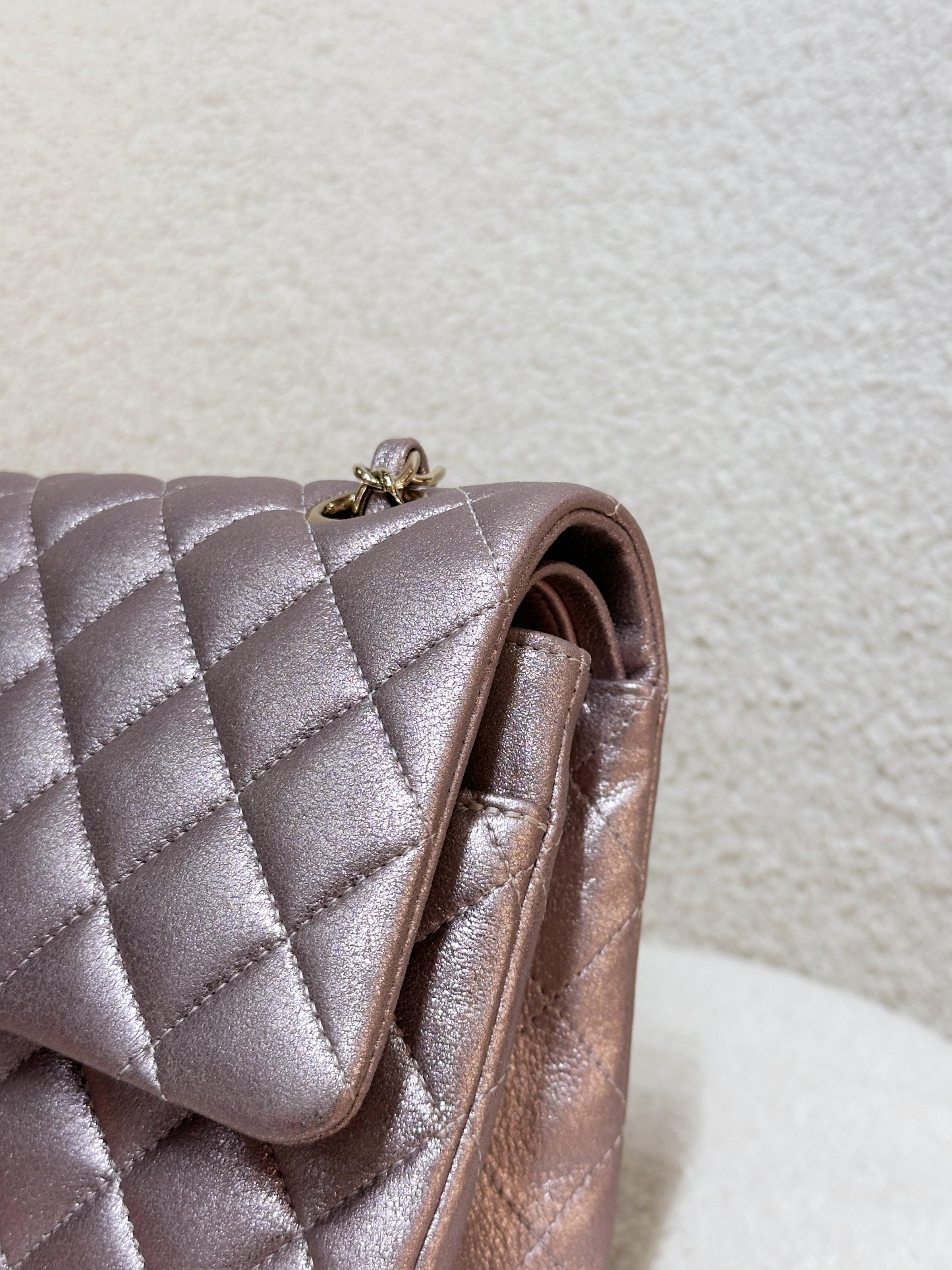 Chanel Classic Quilted Medium Double Flap Iridescent Pink (Calfskin)LGHW 1998 holo card