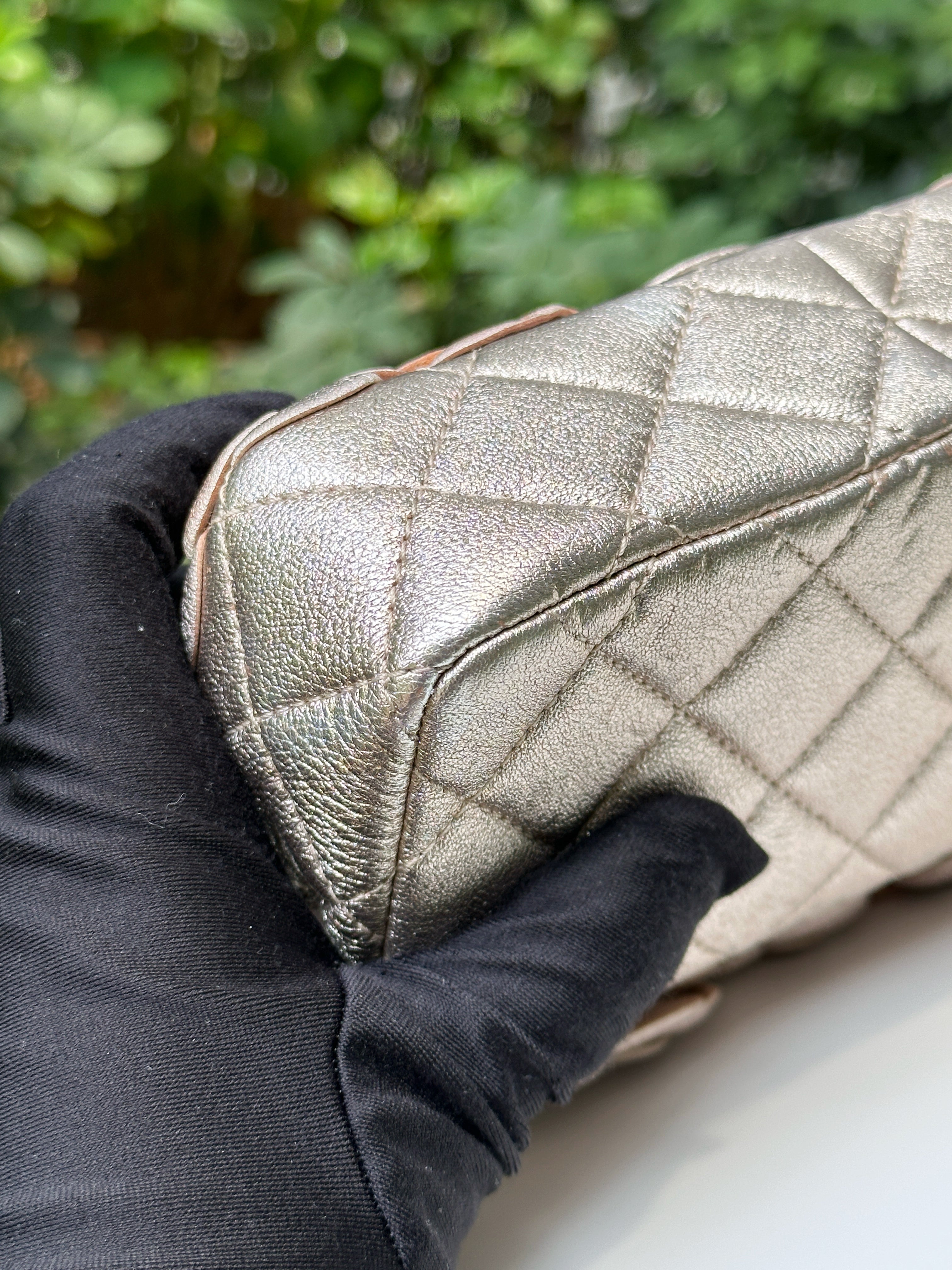 Chanel Camellia Mini Metallic Rose Gold/Pink Lambskin Gold Hardware 2078 holo card