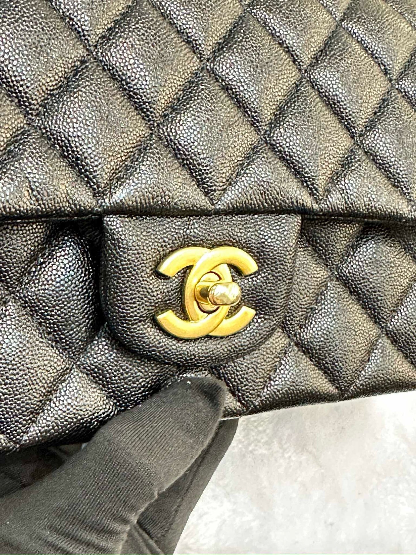 Chanel Mini Rectangular Top Handle Flap Bag Black Caviar Gold Hardware 21S