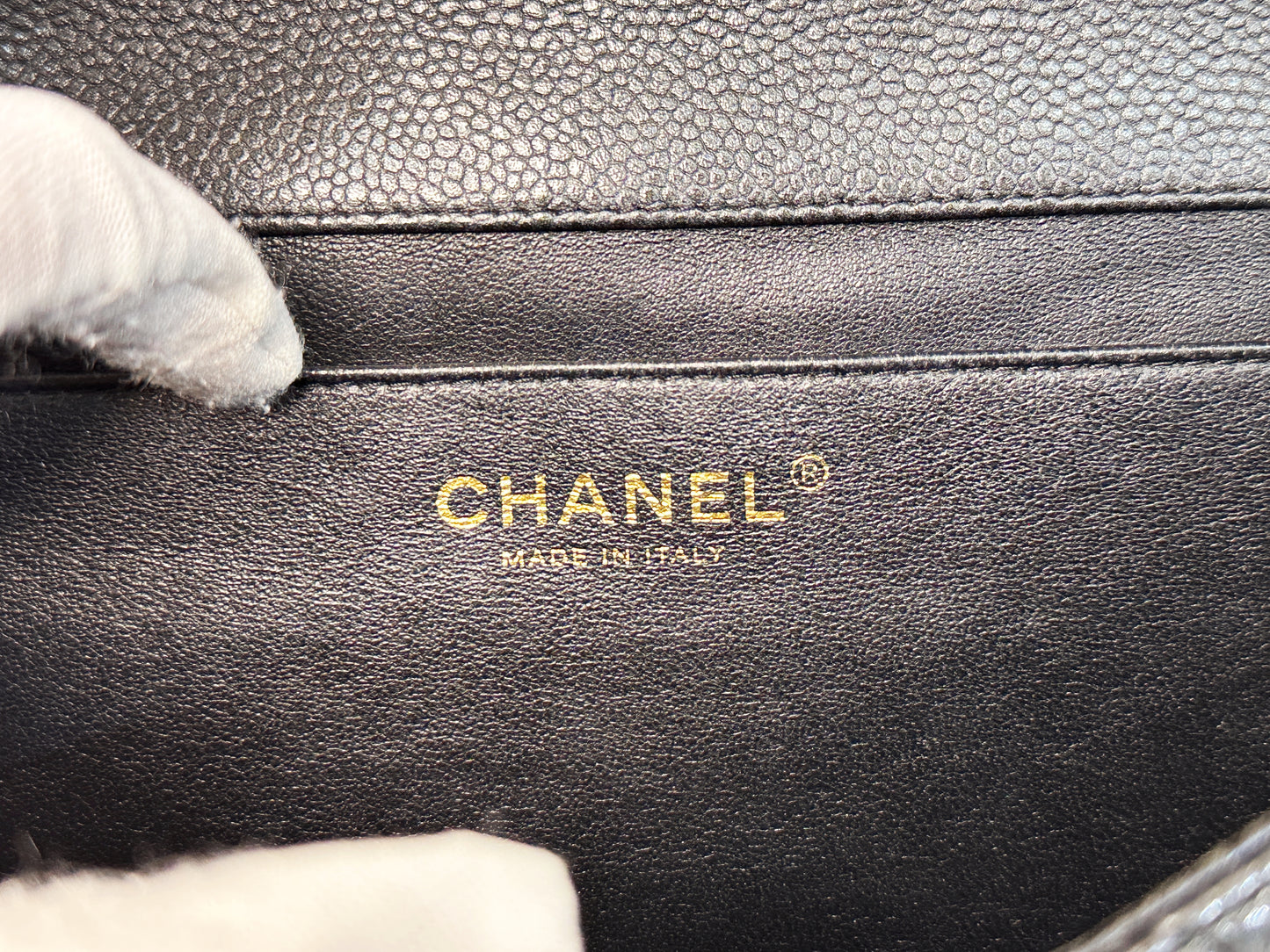 Chanel Caviar Quilted Clutch With Chain Flap Black GHW 2045 holo
