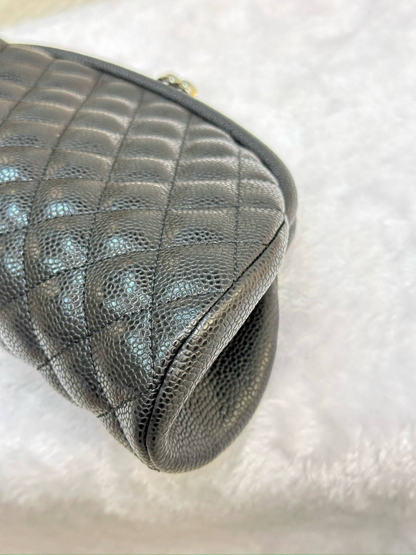 Chanel Quilted Timeless Kisslock Clutch Black Caviar SHW