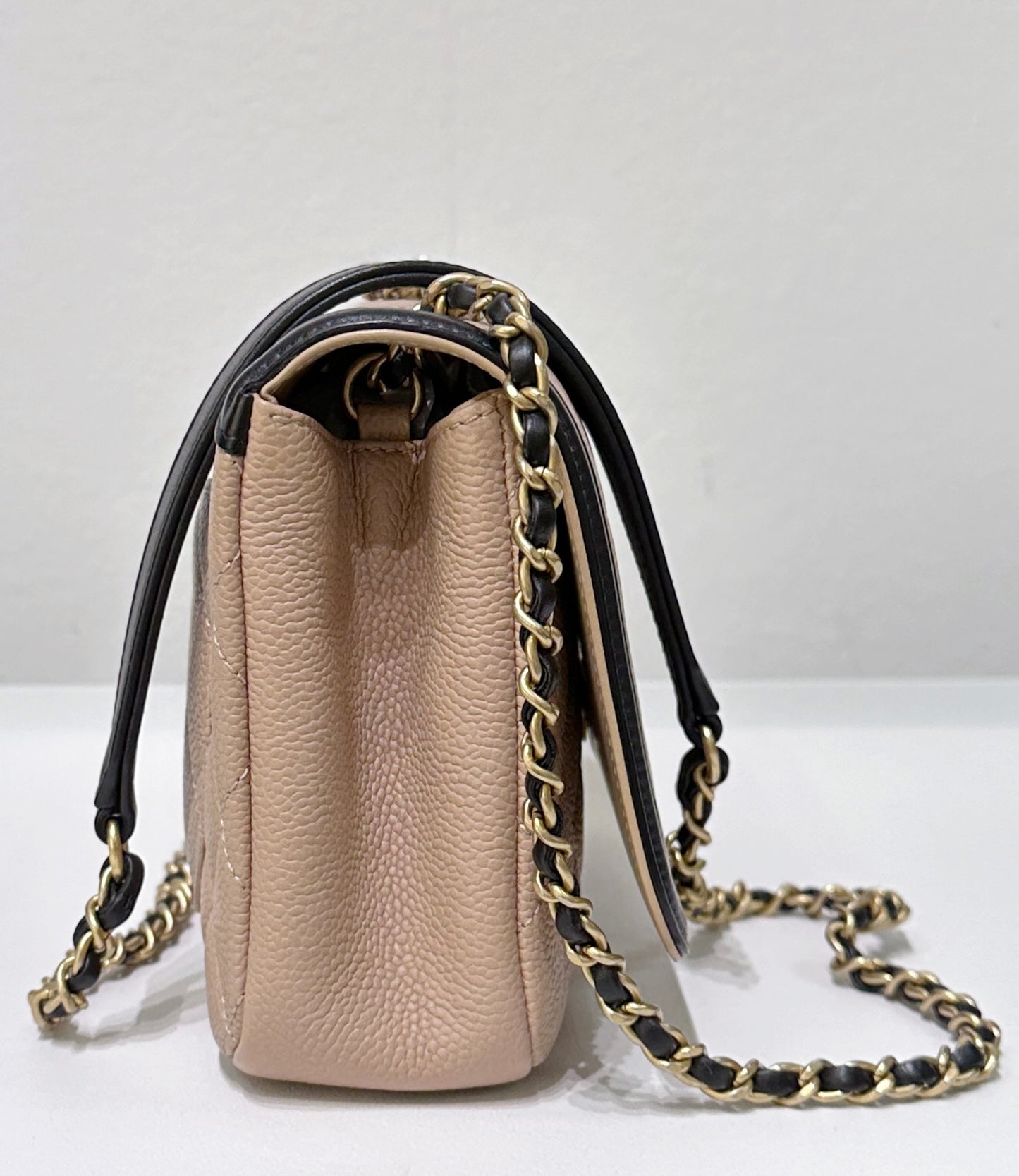 Chanel Small Caviar Quilted CC Filigree Flap Beige Black