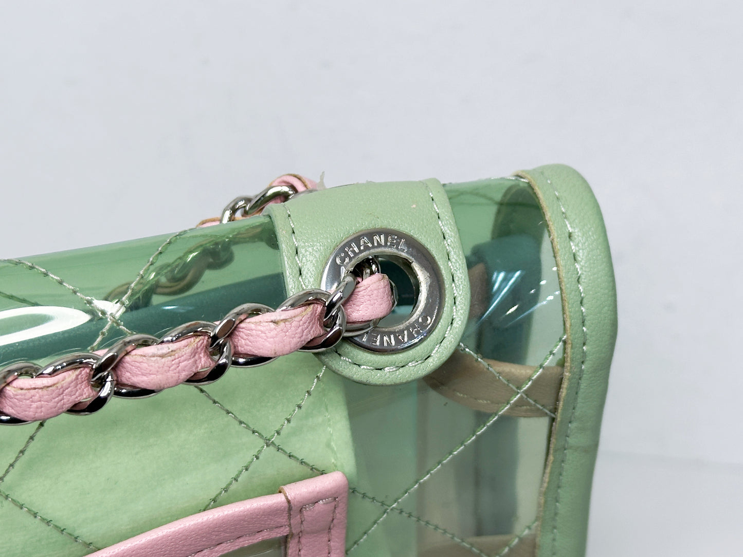 Chanel Coco Splash PVC Medium Flap Bag Green/Blue/Pink 254975 holo
