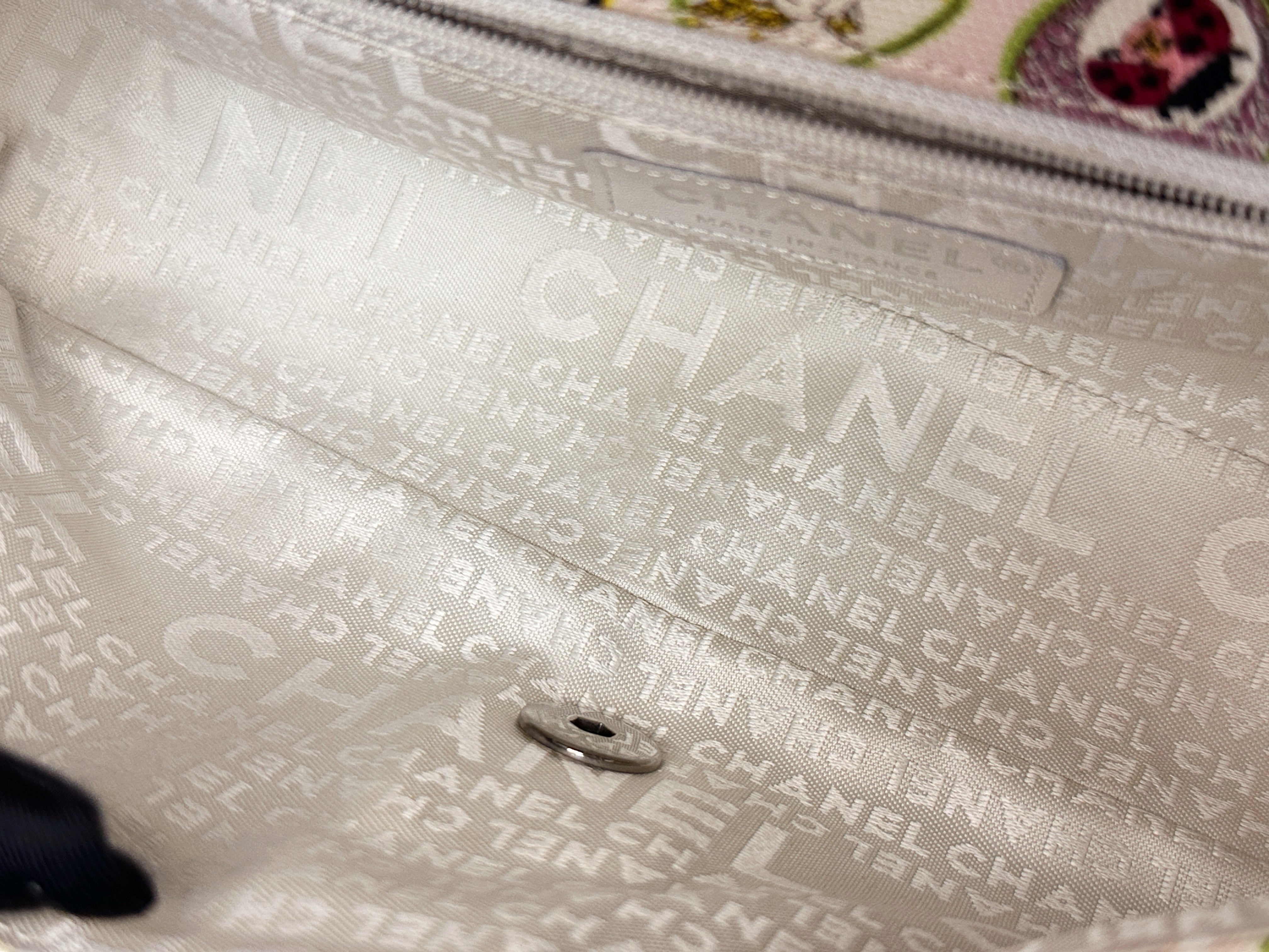 Chanel Valentine Coco Heart Motif Printed Pink Canvas East West Flap Bag 1064 holo